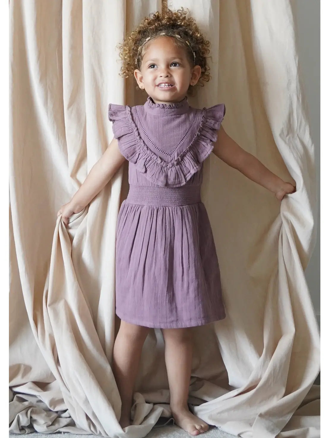 Esmée Muslin Cotton Ruffle Dress – Lila Esmée Muslin Cotton Ruffle Dress – Lila