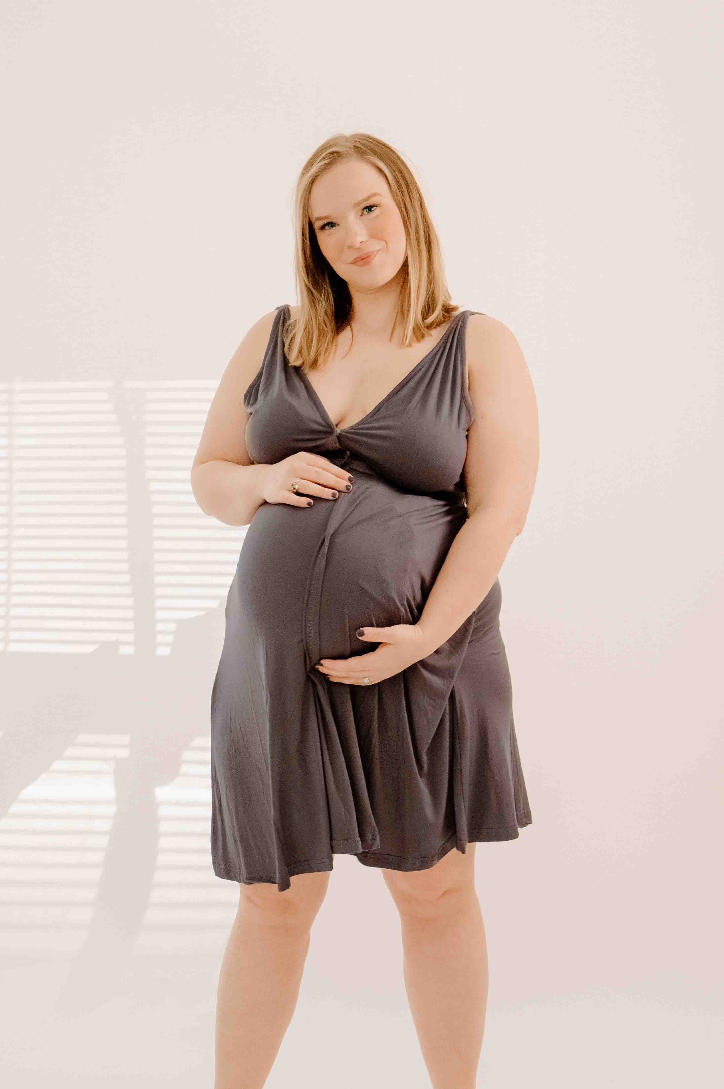 Juliet Labor & Postpartum Gown in Charcoal Grey-Limited Time