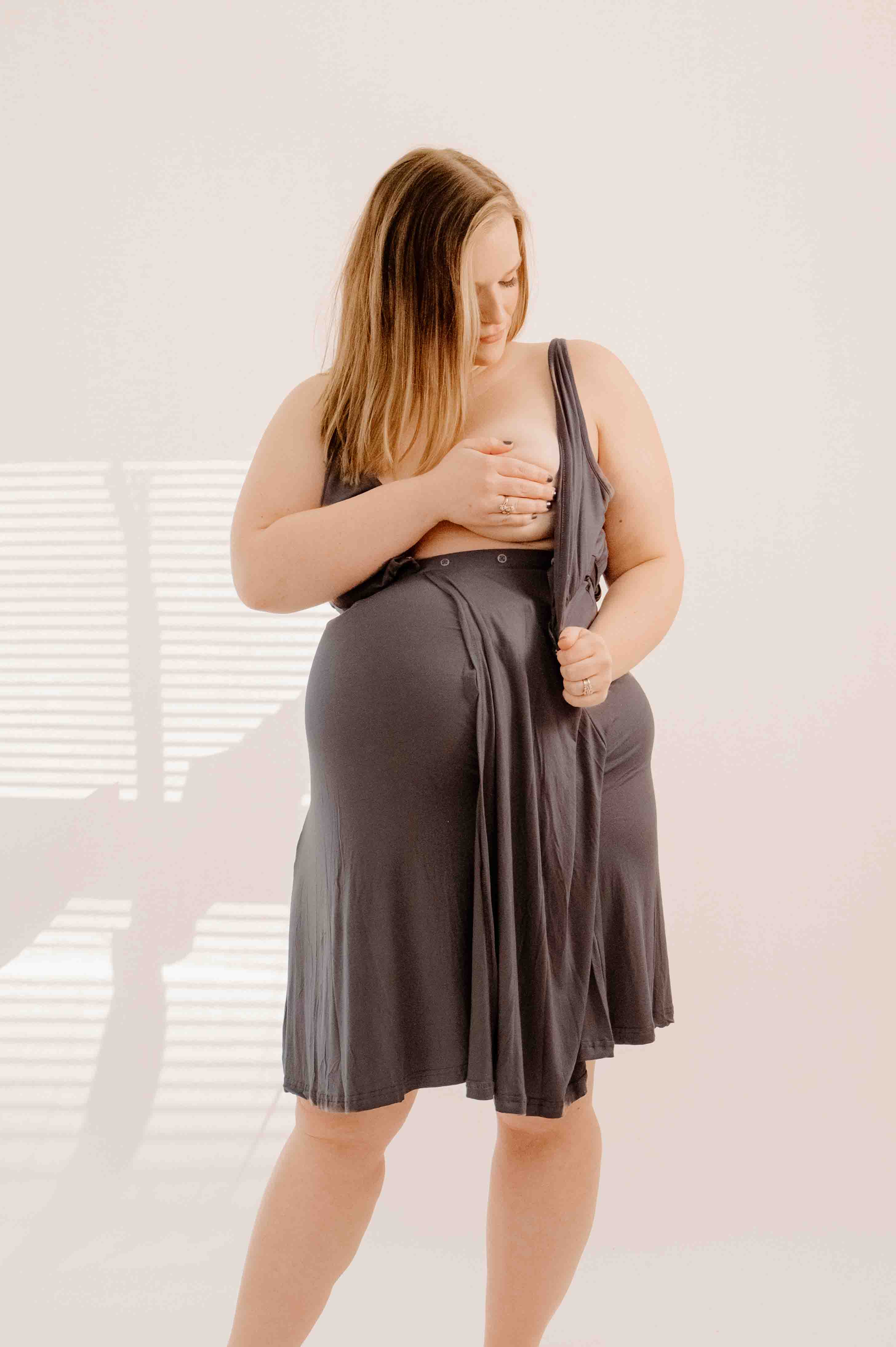 Juliet Labor & Postpartum Gown in Charcoal Grey-Limited Time