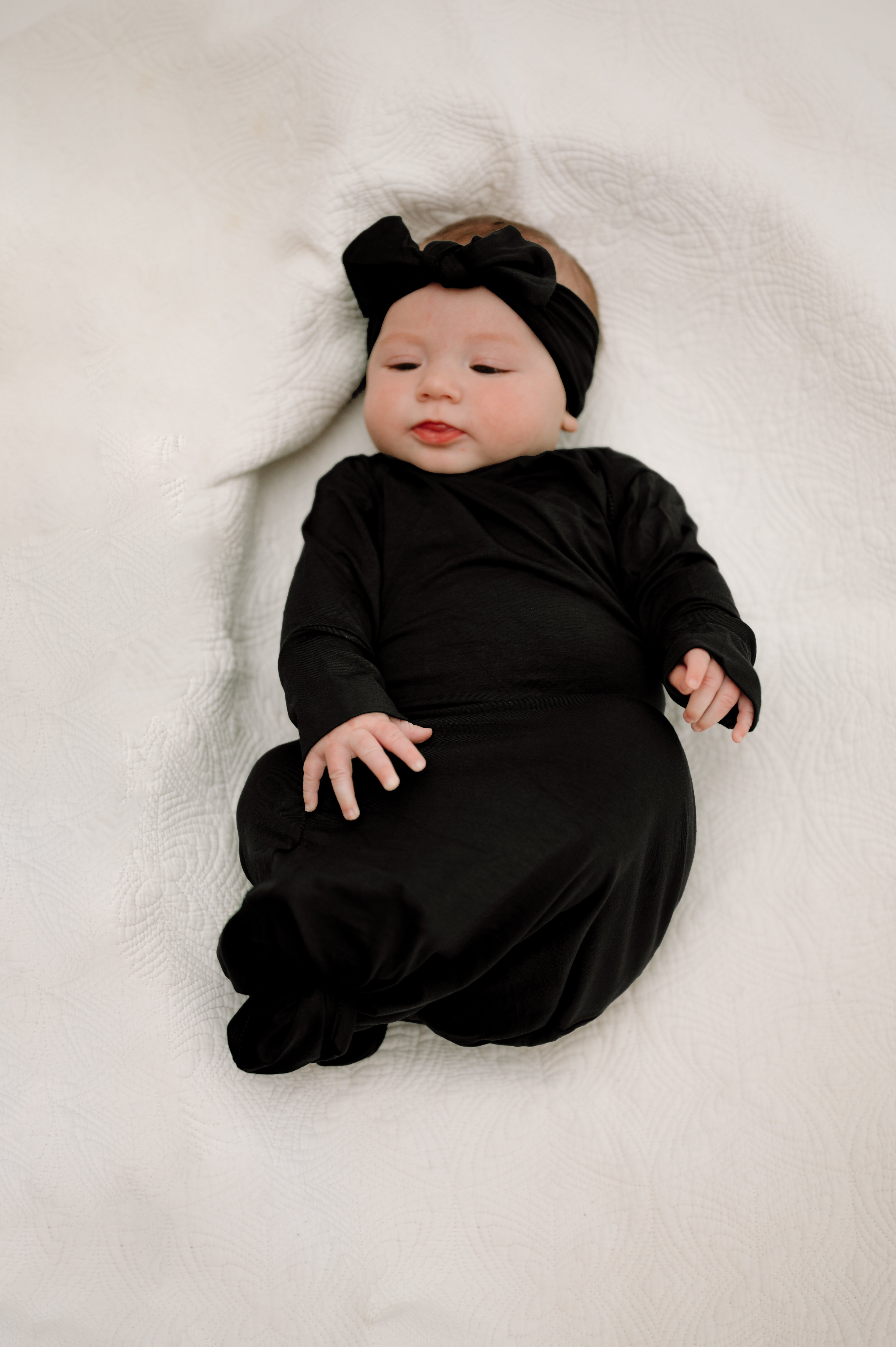 Baby Knot Gown Set: Black Bow Baby Knot Gown Set: Black Bow