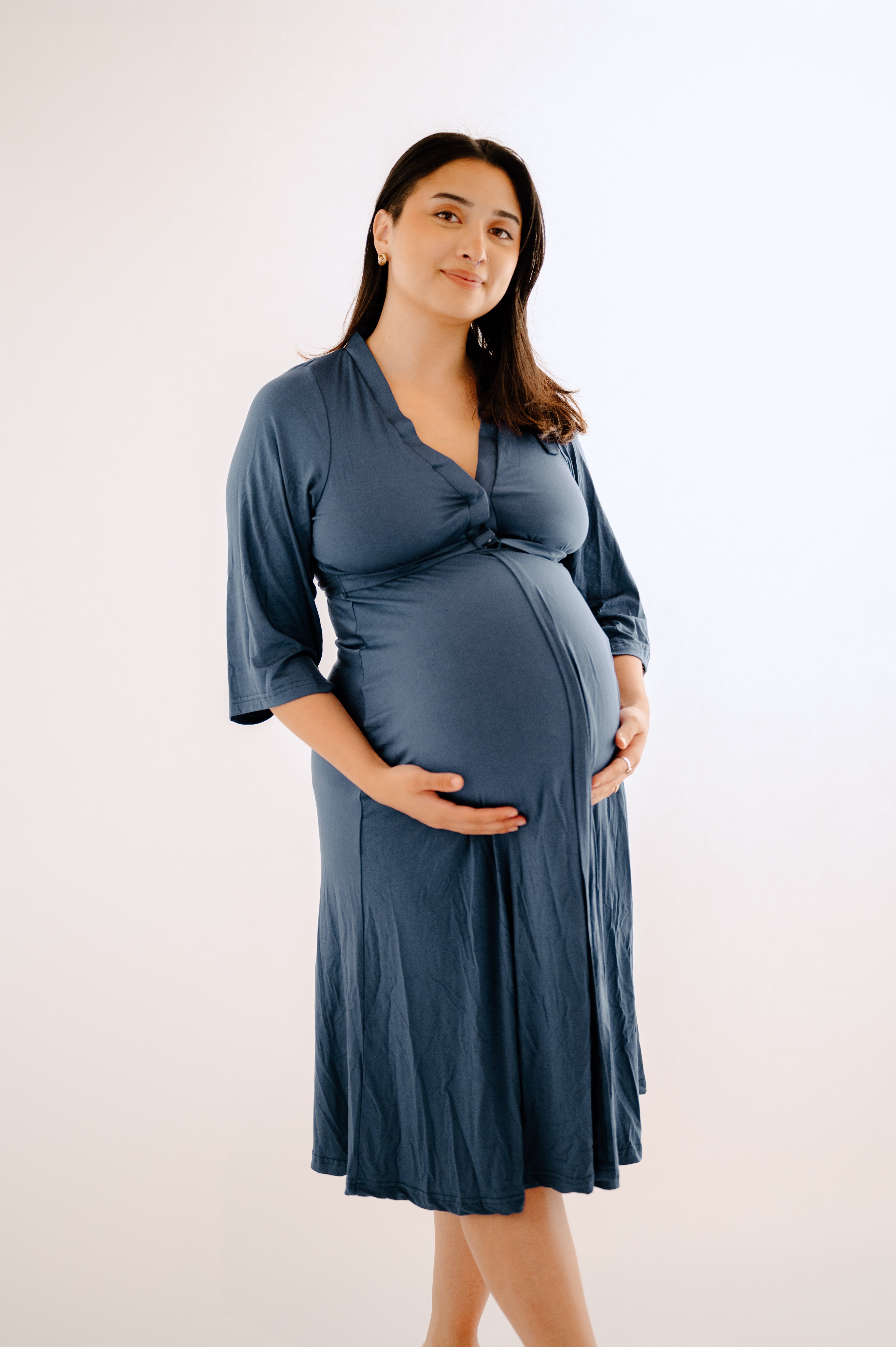 Lila Labor & Postpartum Gown in Midnight Blue Midnight Blue / Curve Lila Labor & Postpartum Gown in Midnight Blue Midnight Blue / Curve