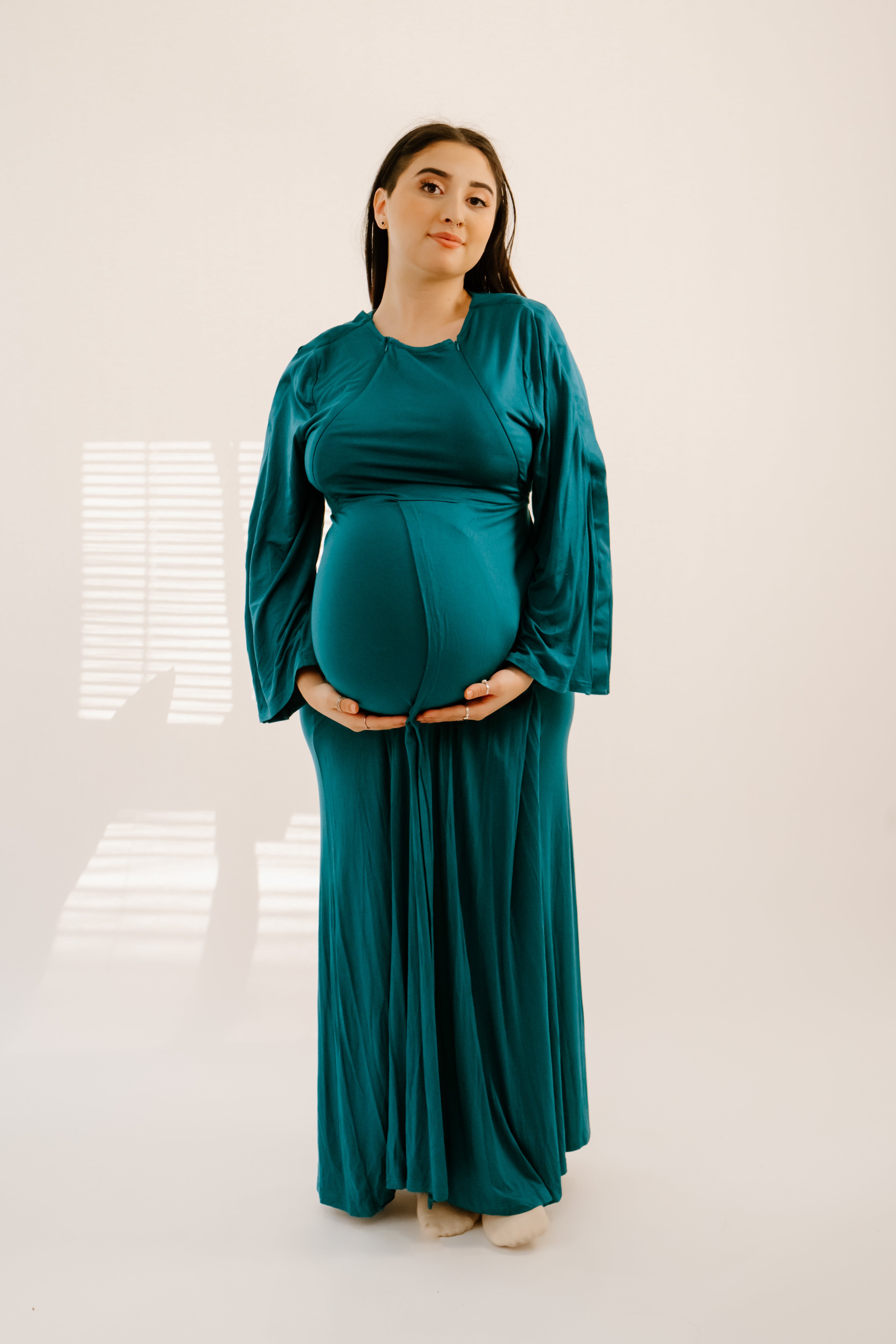 Nadia Labor & Postpartum Gown in Deep Teal Lila