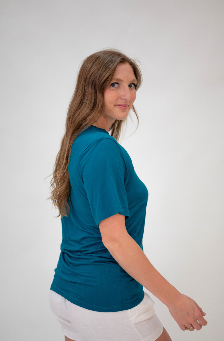 The Cameron Unisex Nursing and Skin to Skin Shirt in Deep Teal