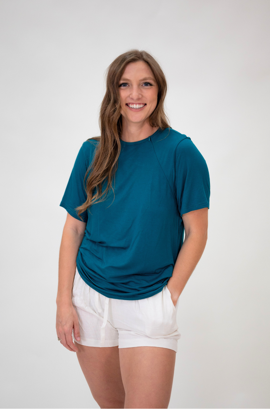 The Cameron Unisex Nursing and Skin to Skin Shirt in Deep Teal