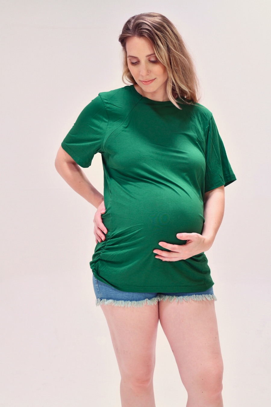 The Cameron Unisex Nursing and Skin to Skin Shirt in Emerald