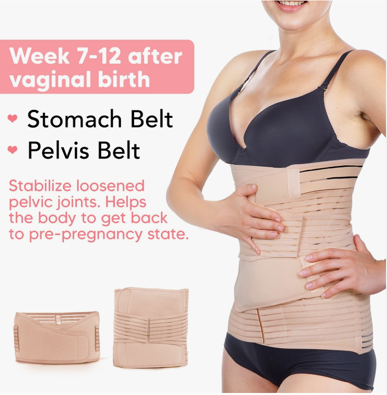 KeaBabies Revive 2  in 1  Postpartum Belt (Classic Ivory, Medium/ Large)