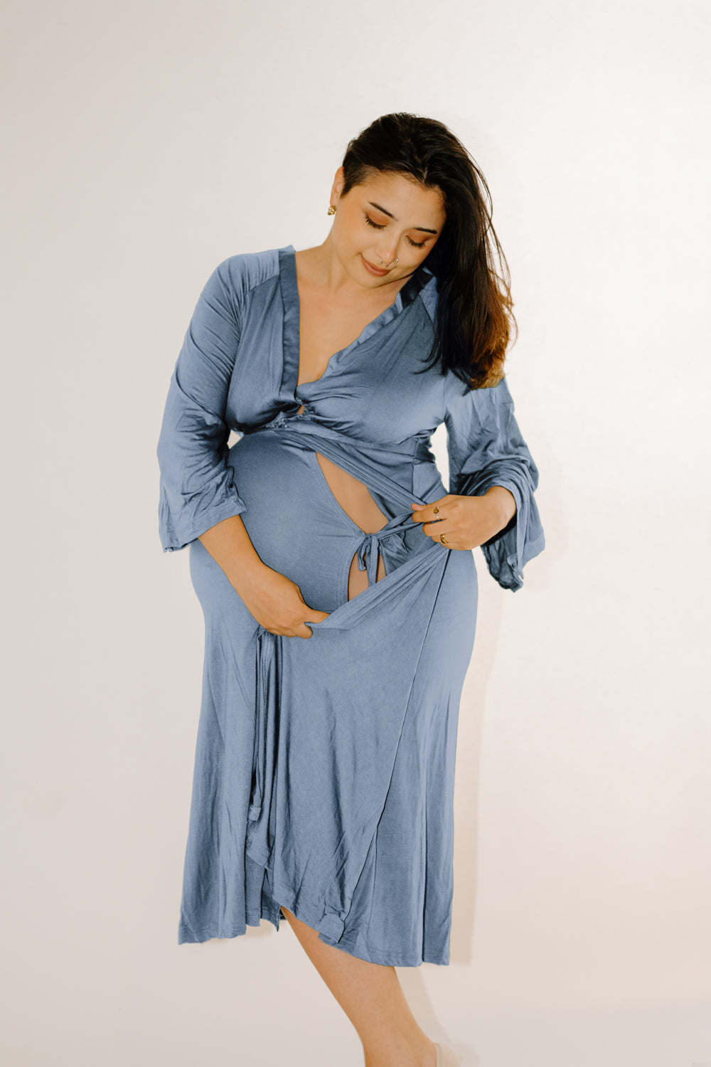 Amelia Labor & Postpartum Gown in Periwinkle
