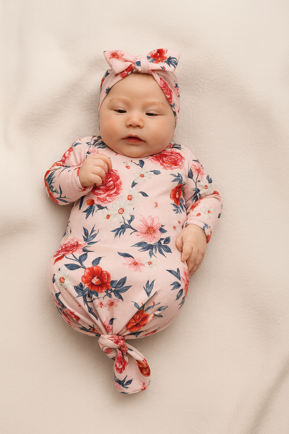 Baby Knot Gown Set: Blush Floral