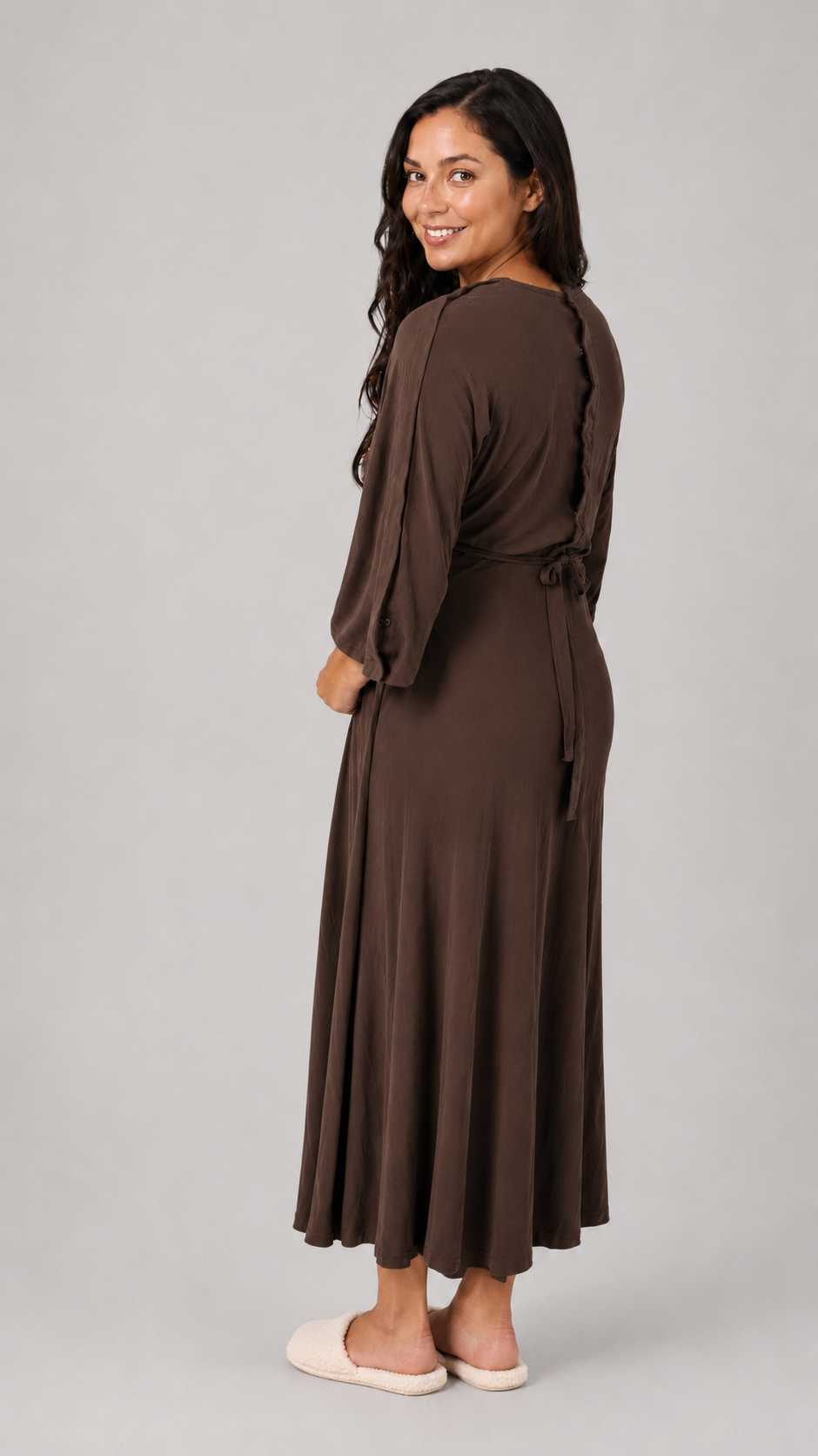 Amelia Labor & Postpartum Gown in Mocha