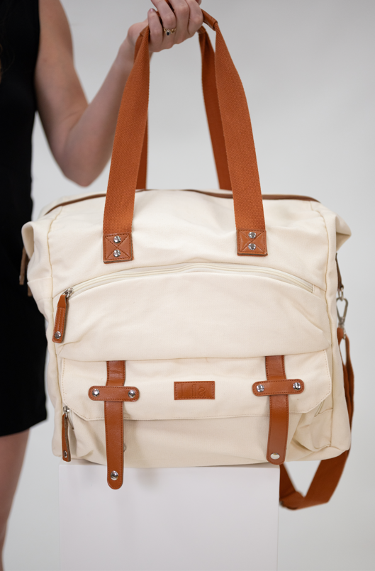 【ULLALA】Karen Short Sleeve Women's Fair Cream Lila Duffle Bag in Cream