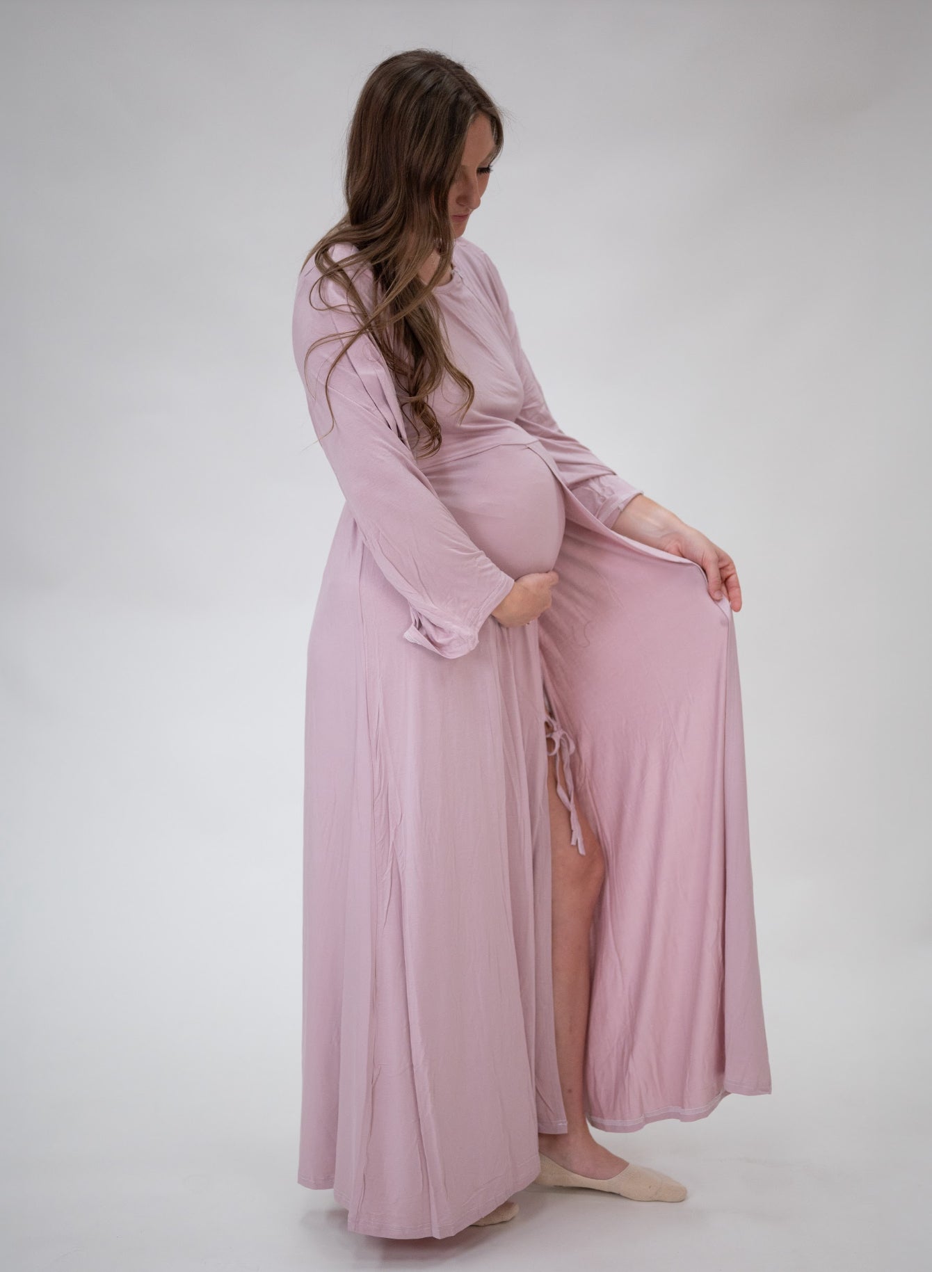 Nadia Labor & Postpartum Gown in Mauve