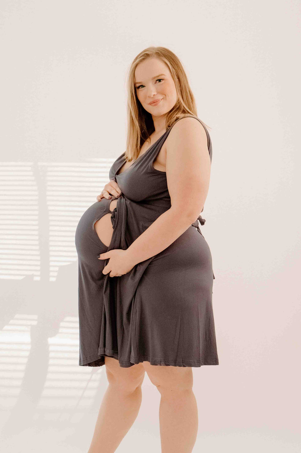 Juliet Labor & Postpartum Gown in Charcoal Grey-Limited Time