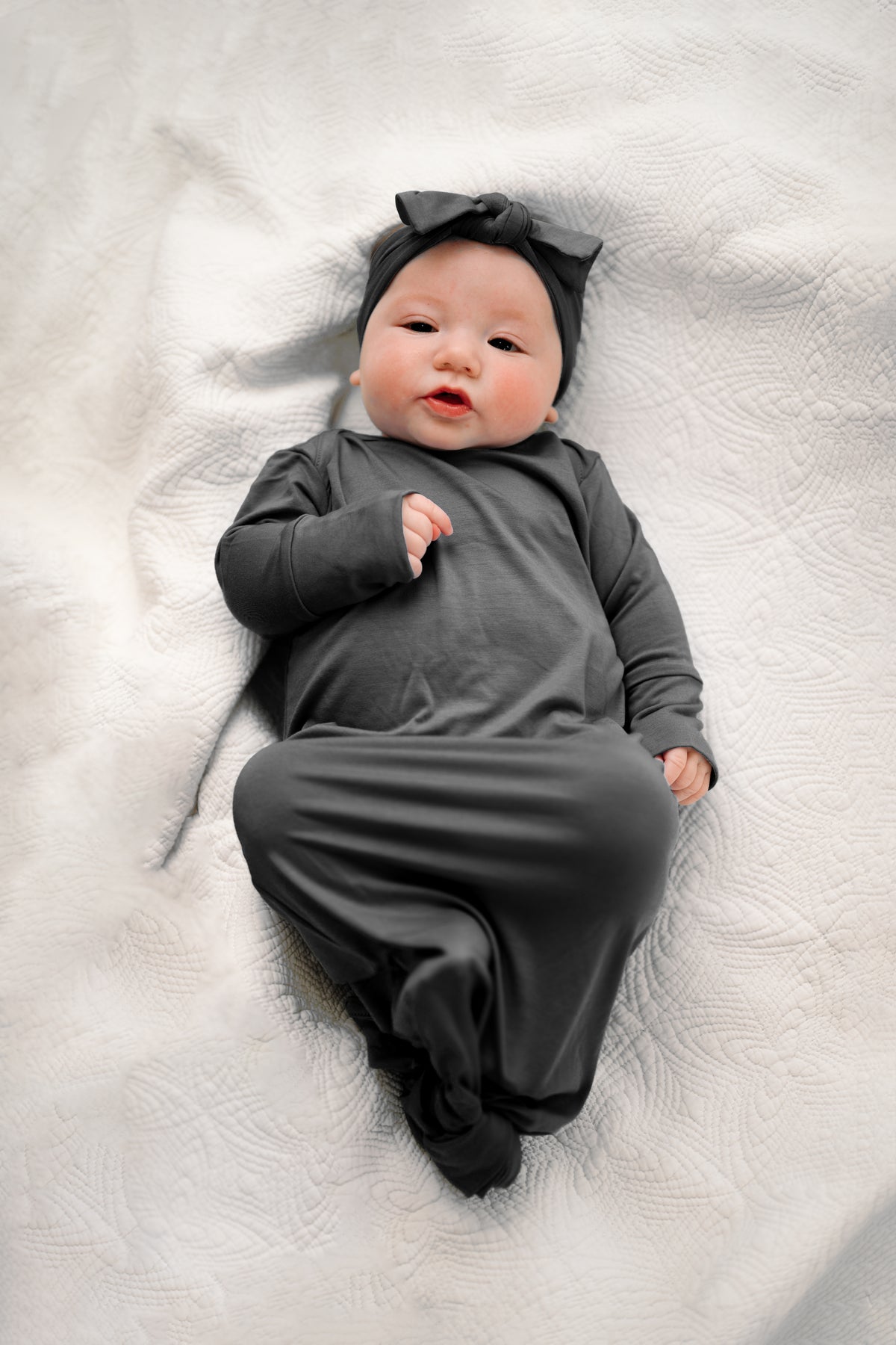 Knot Gown Set Charcoal Grey