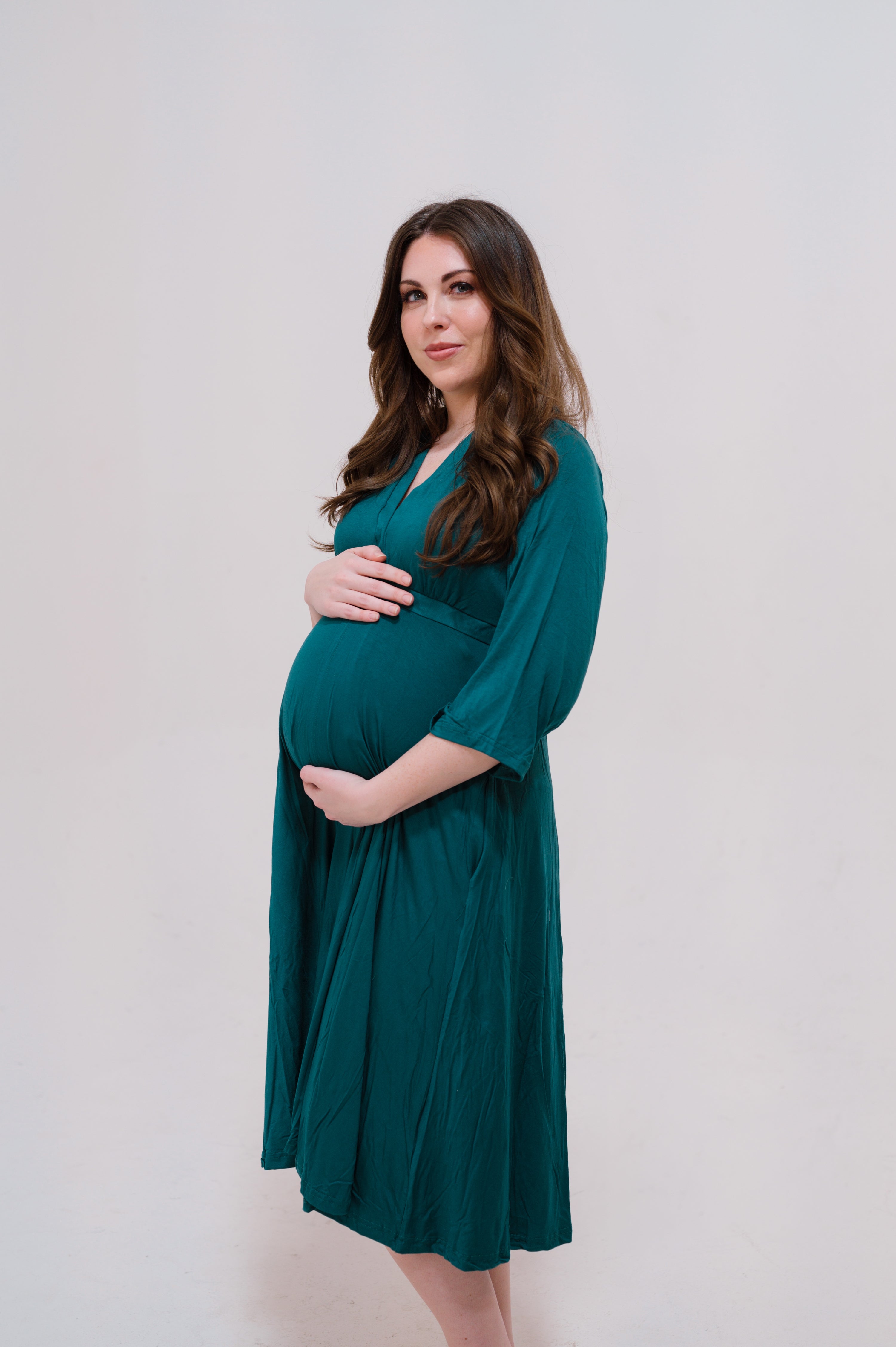 Amelia Labor Postpartum Gown in Deep Teal