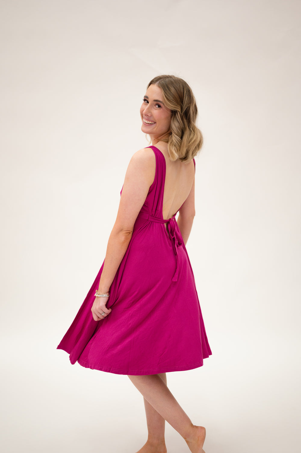 Juliet Labor & Postpartum Gown in Raspberry Red