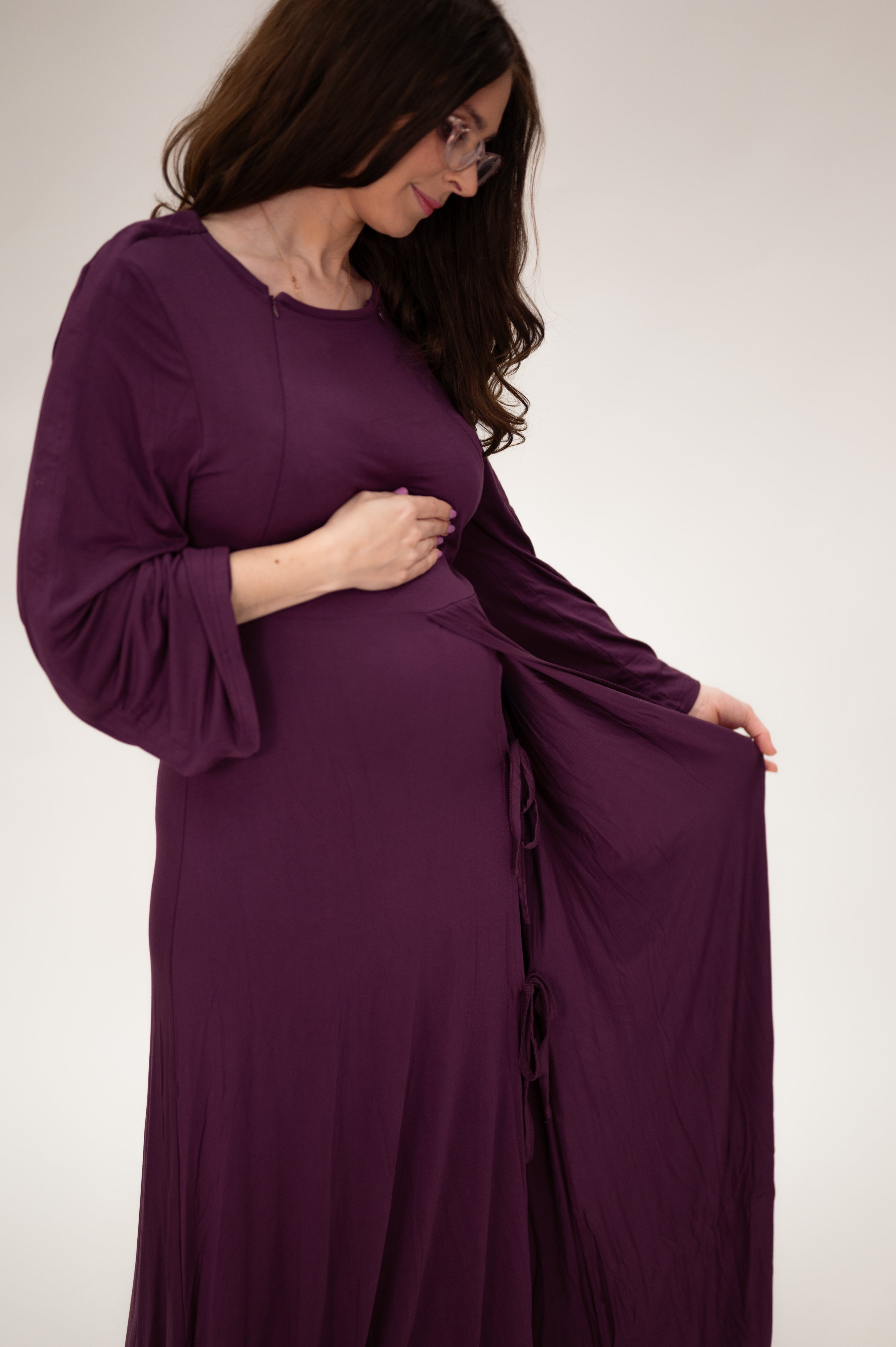 Nadia Labor & Postpartum Gown in Plum