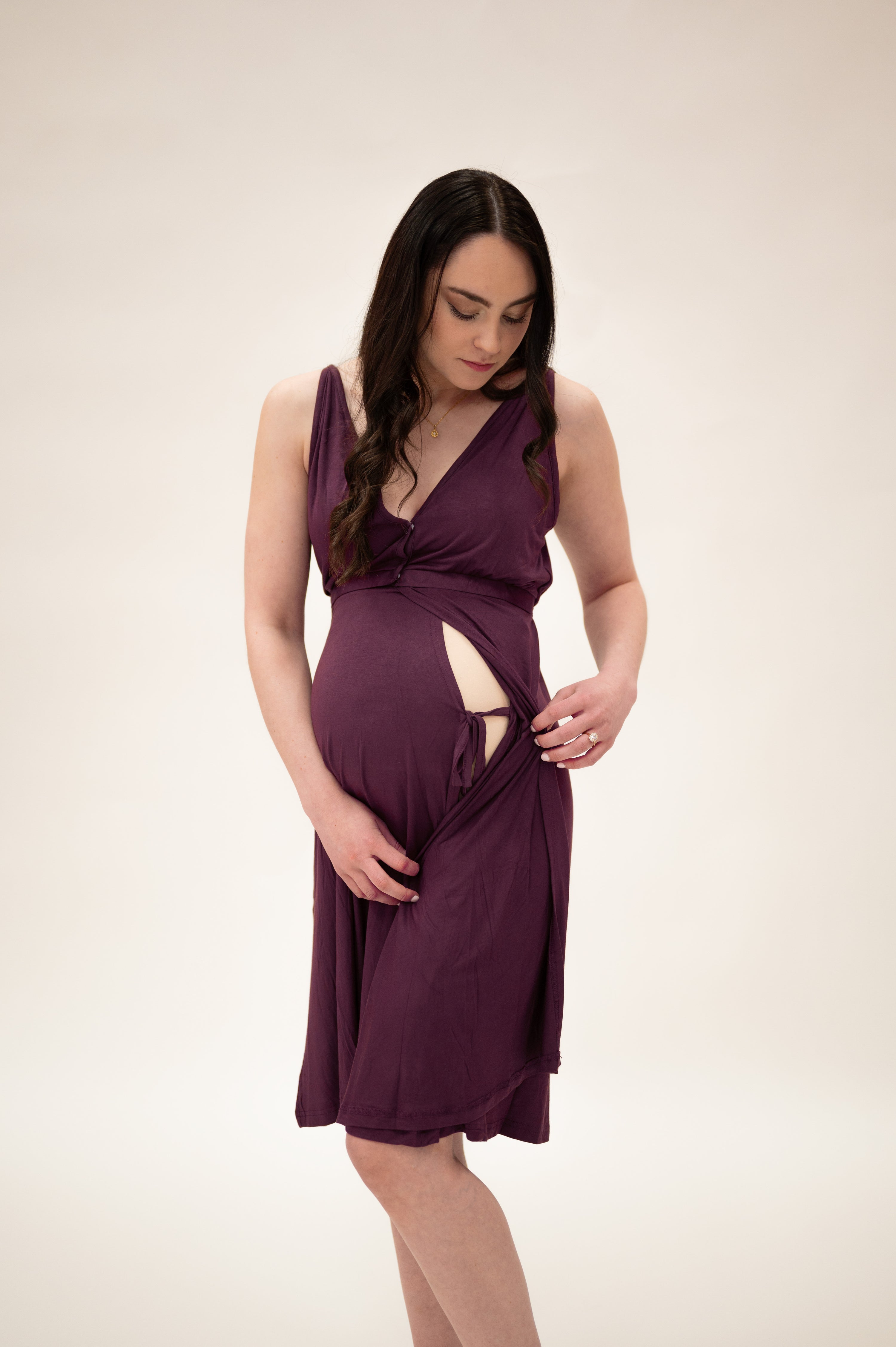 Juliet Labor & Postpartum Gown in Plum