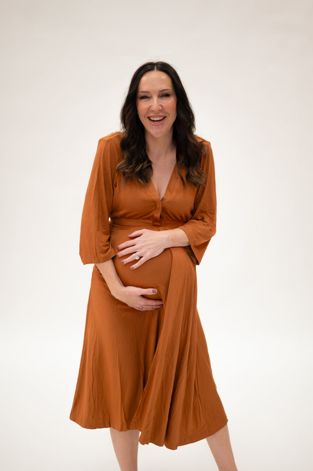 Lila Labor & Postpartum Gown in Burnt Orange