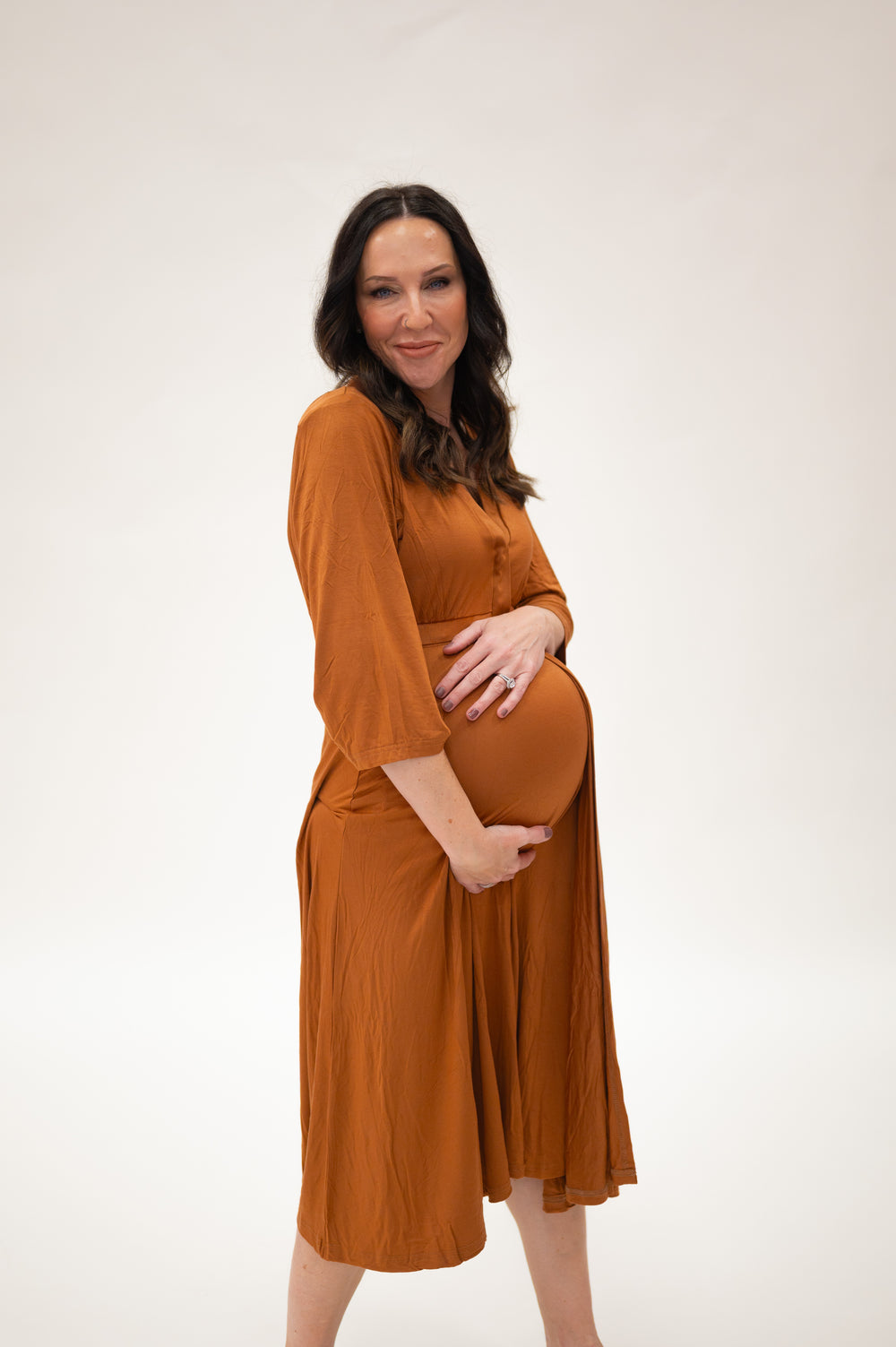 Lila Labor & Postpartum Gown in Burnt Orange