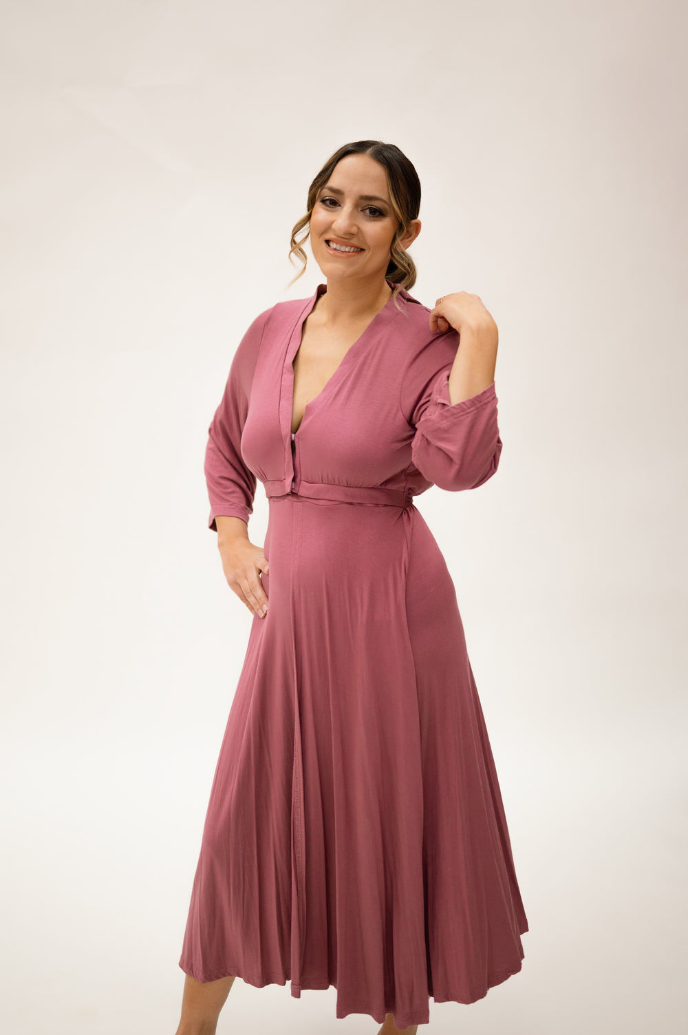 Lila Labor & Postpartum Gown in Dusty Rose