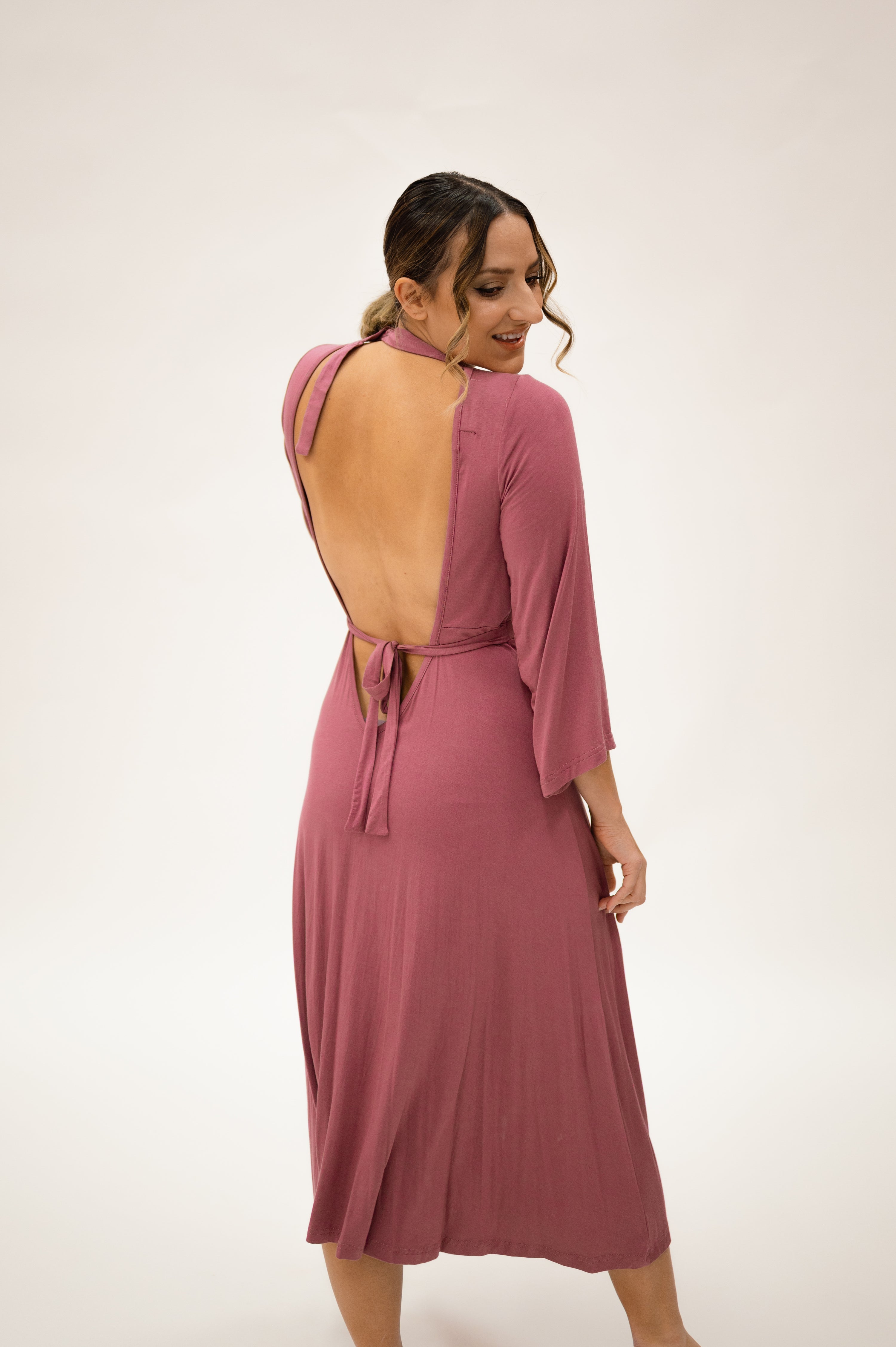 Lila Labor & Postpartum Gown in Dusty Rose