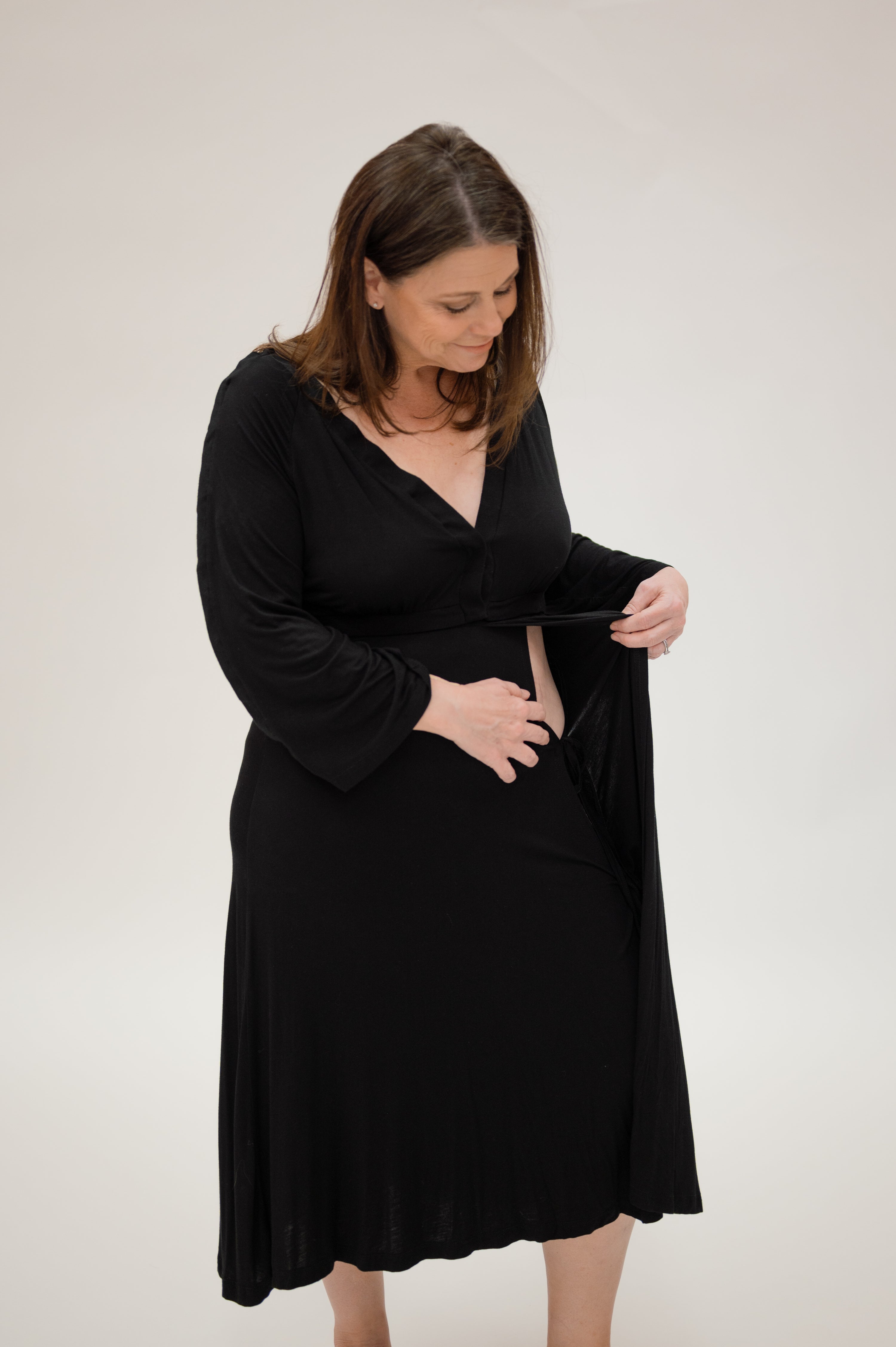 Amelia Labor & Postpartum Gown in Black