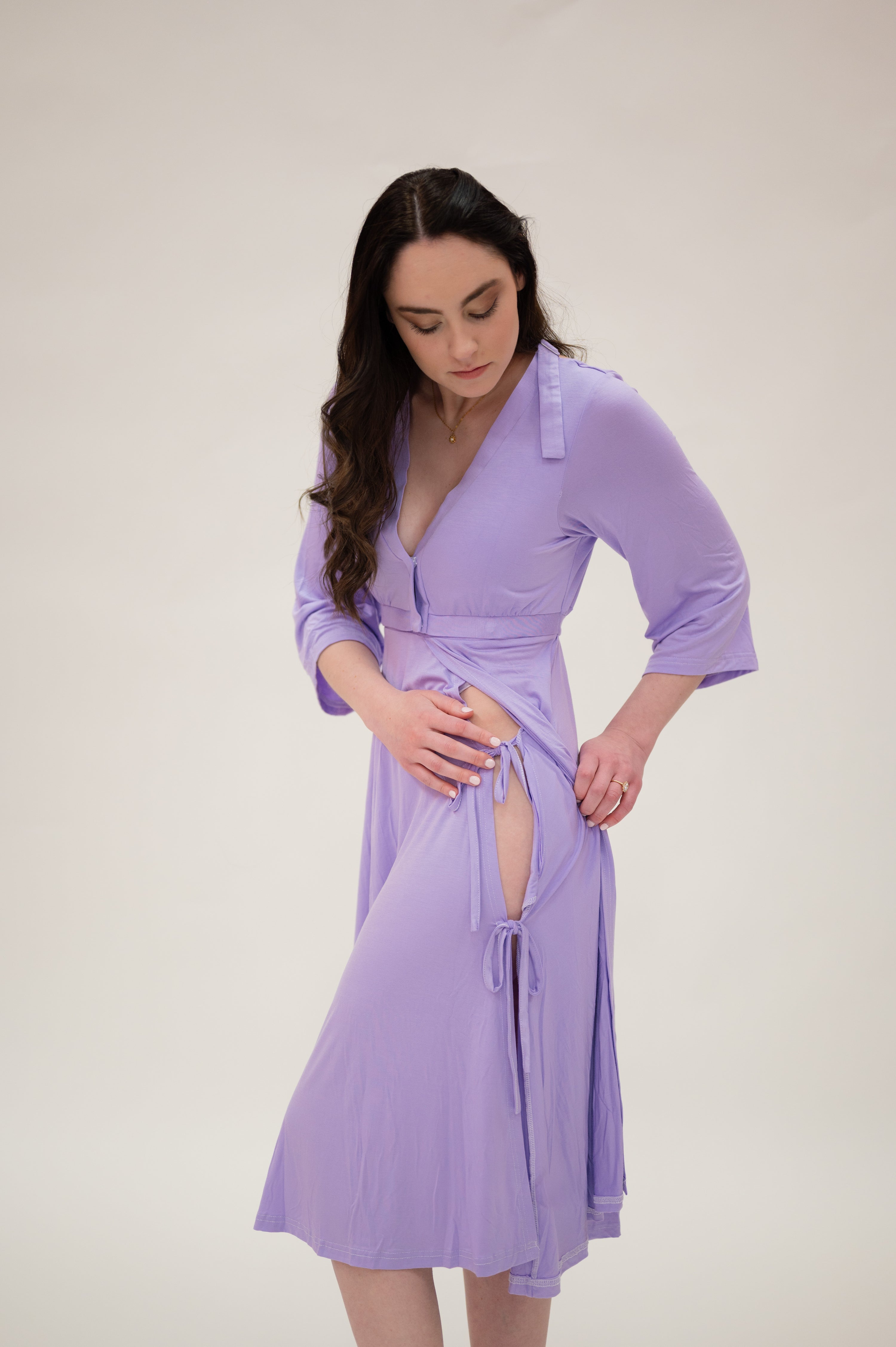 Lila Labor & Postpartum Gown in Lilac