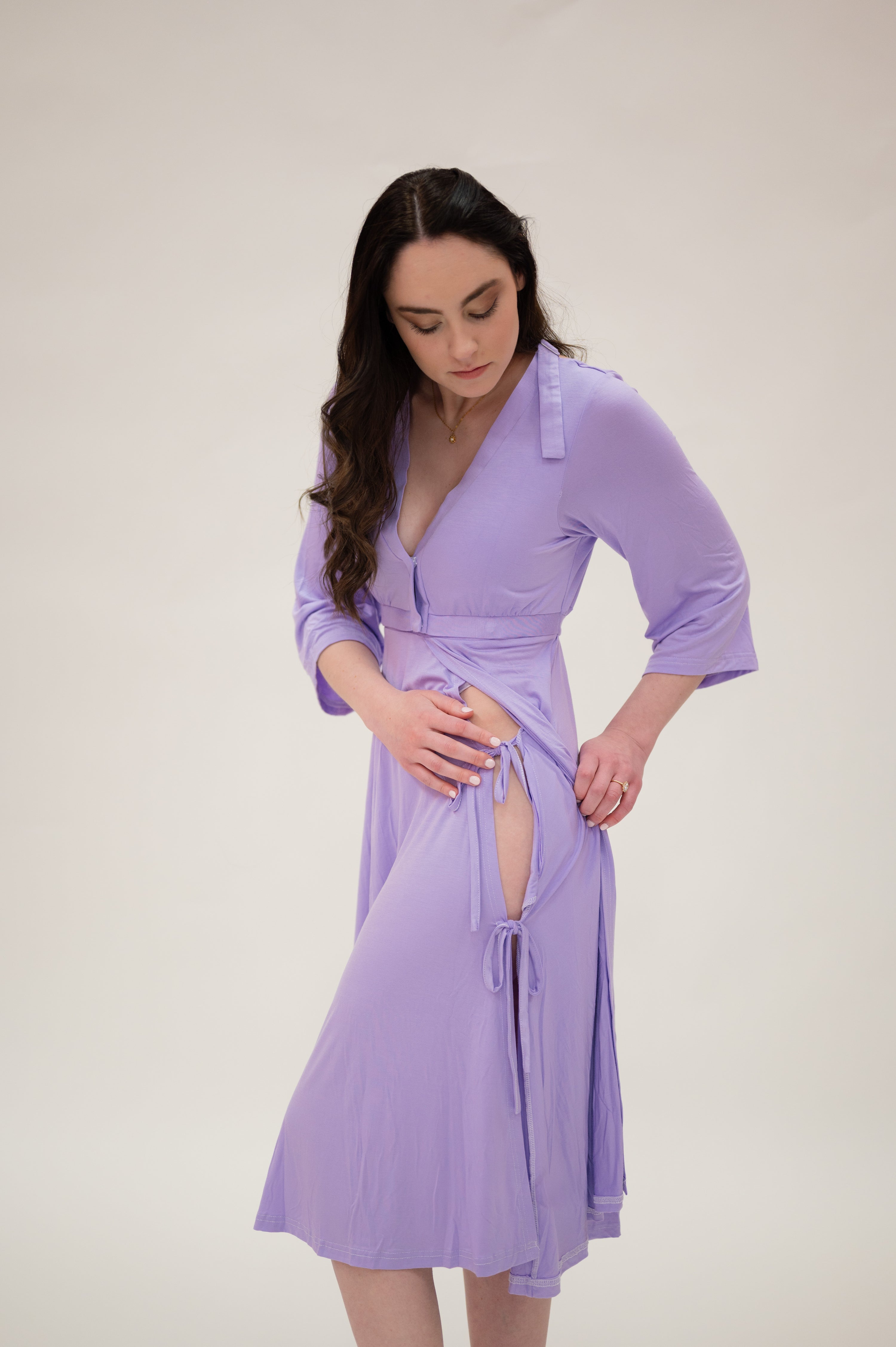 Lila Labor Postpartum Gown in Lilac - Main Image
