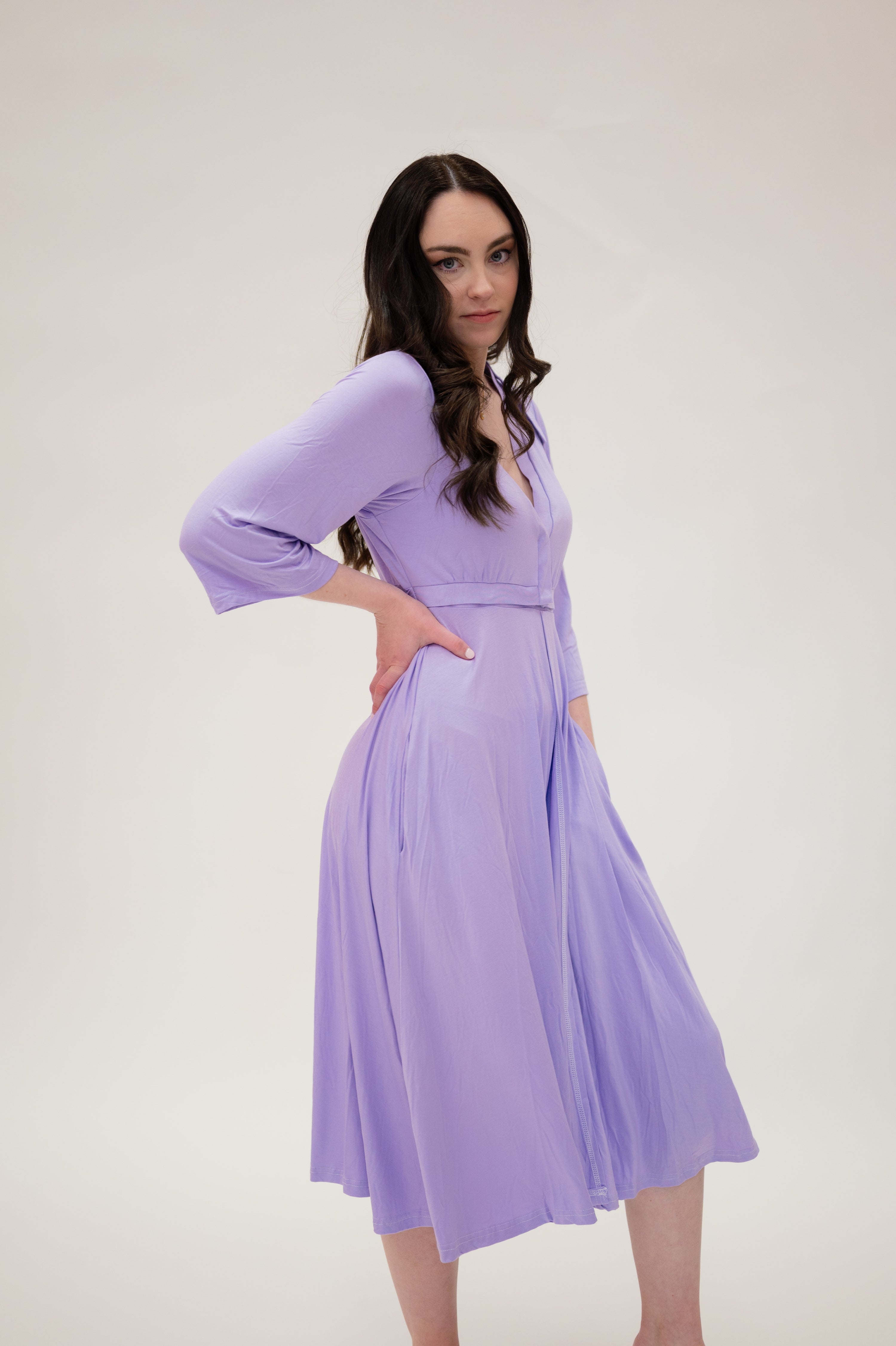 Lila Labor & Postpartum Gown in Lilac