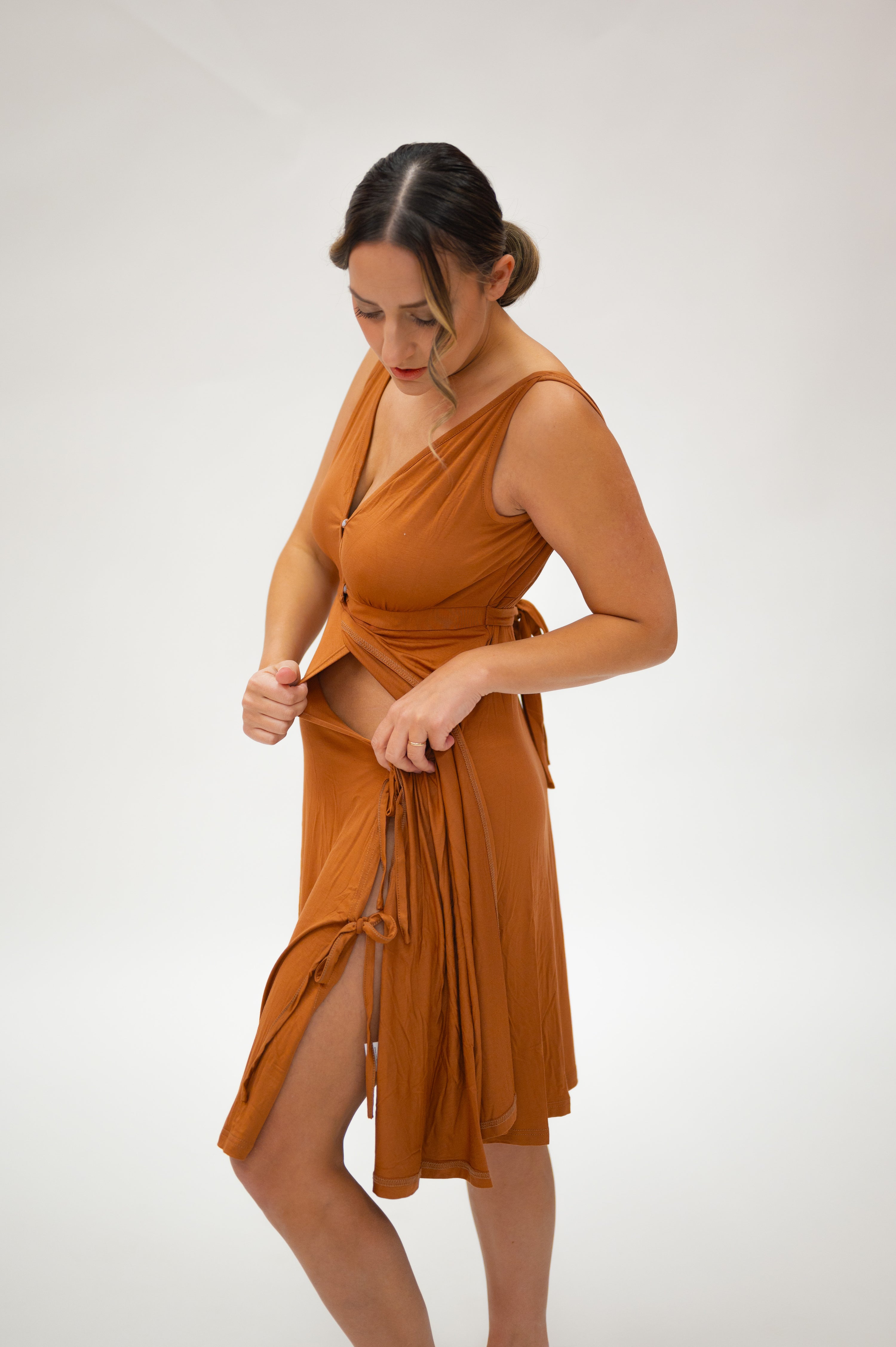 Juliet Labor & Postpartum Gown in Burnt Orange