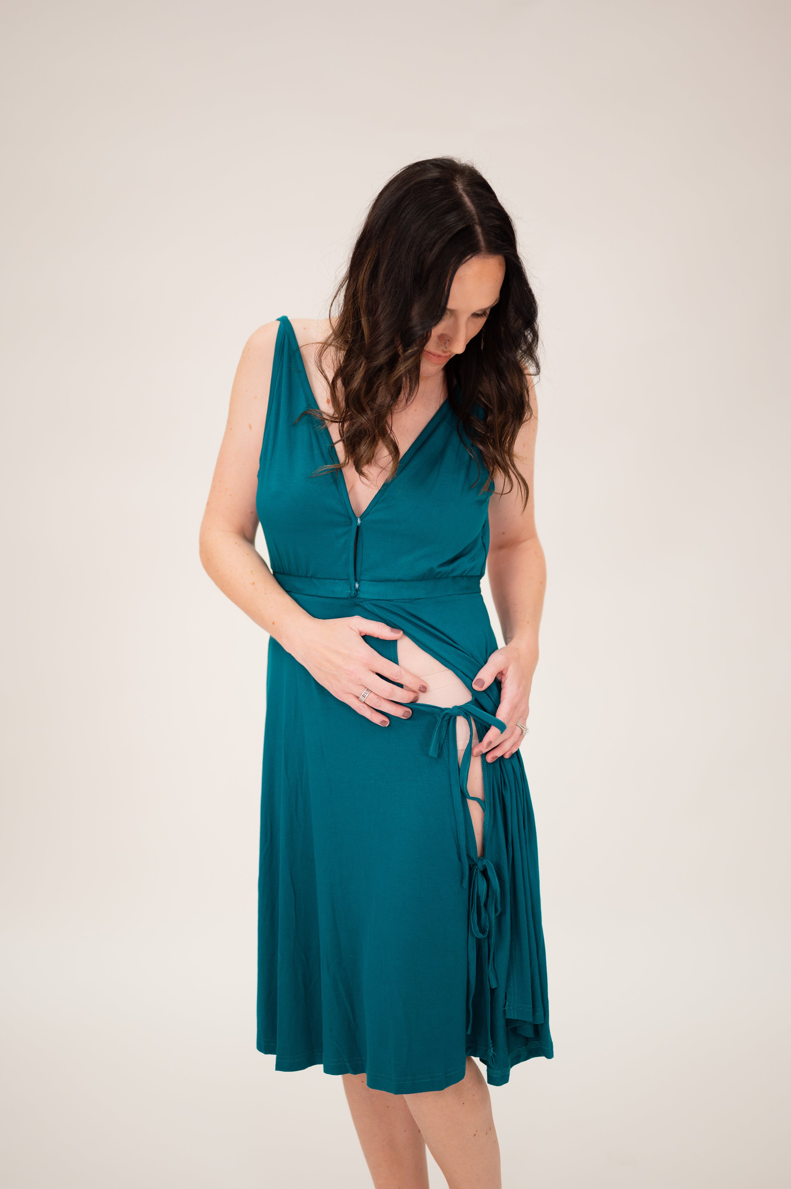 Juliet Labor & Postpartum Gown in Deep Teal-Limited Time Lila Juliet Labor & Postpartum Gown in Deep Teal-Limited Time Lila