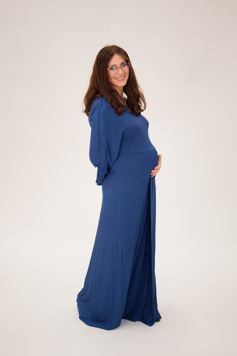Nadia Labor & Postpartum Gown in Midnight Blue