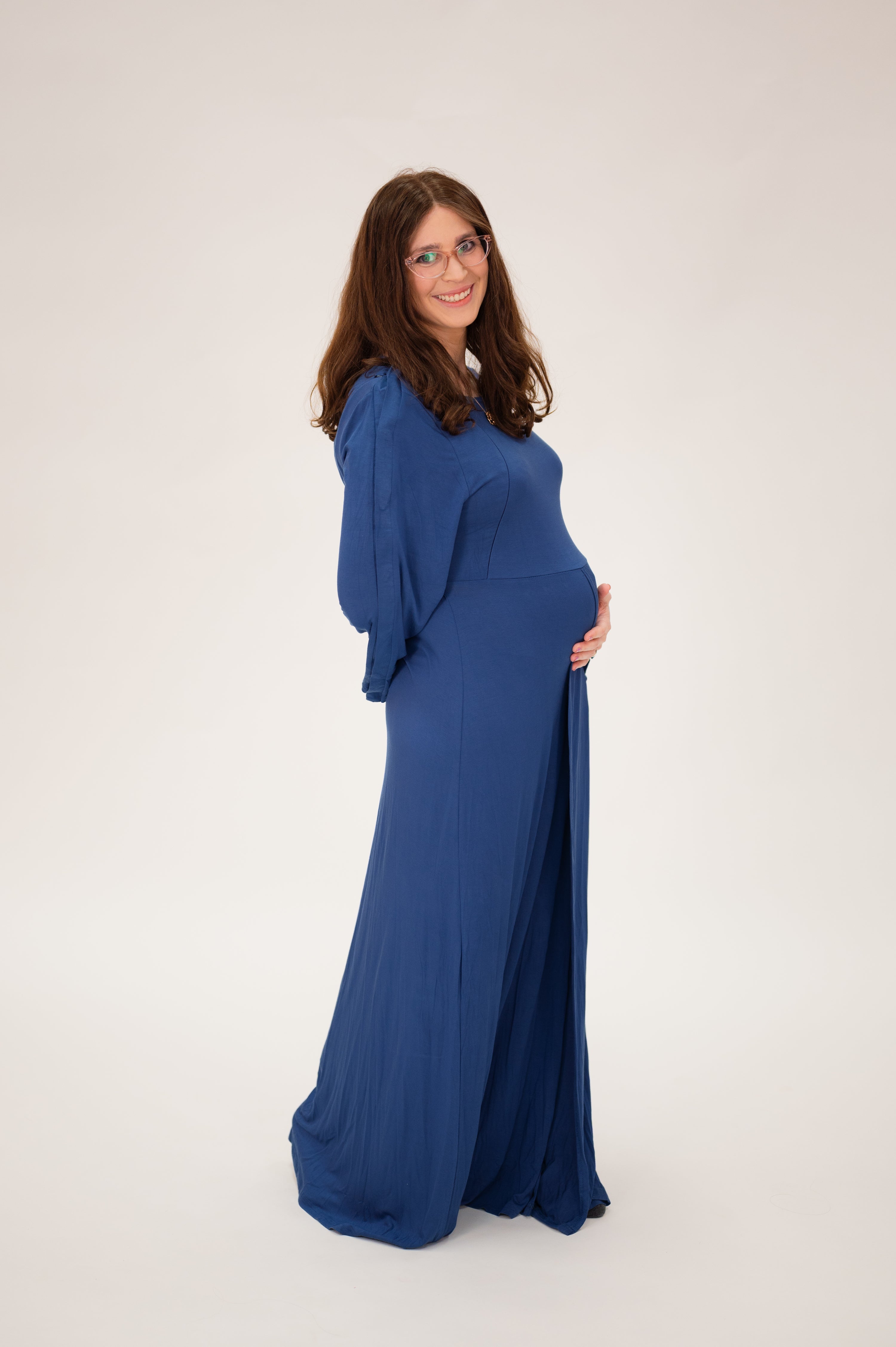 Nadia Labor Postpartum Gown in Midnight Blue