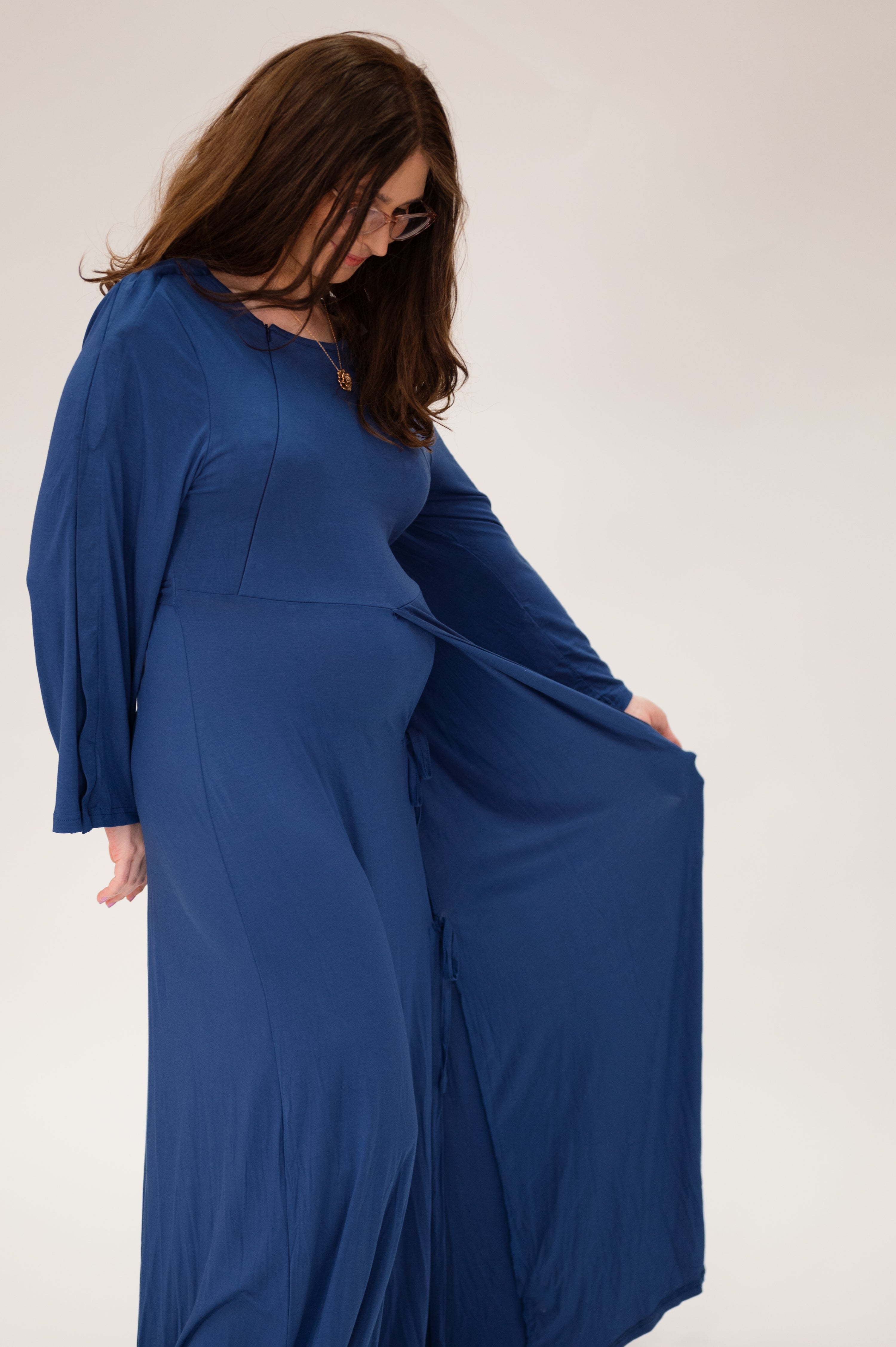Nadia Labor & Postpartum Gown in Midnight Blue