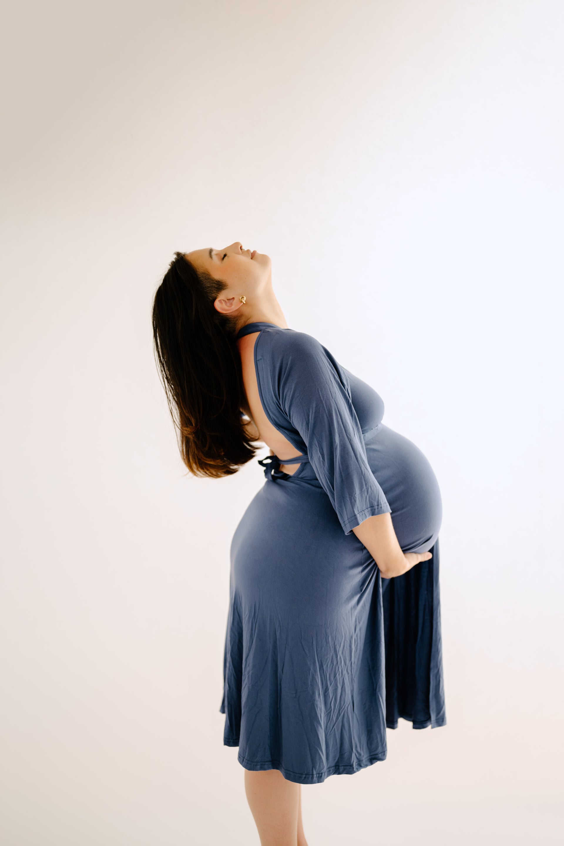 Magdalena Charcoal Marl Maternity & Nursing Maxi Dress - hautemama