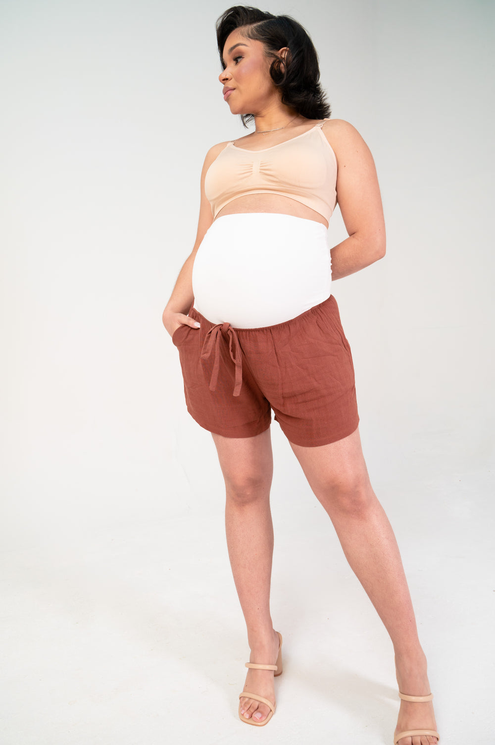 Tessa Linen Maternity Shorts