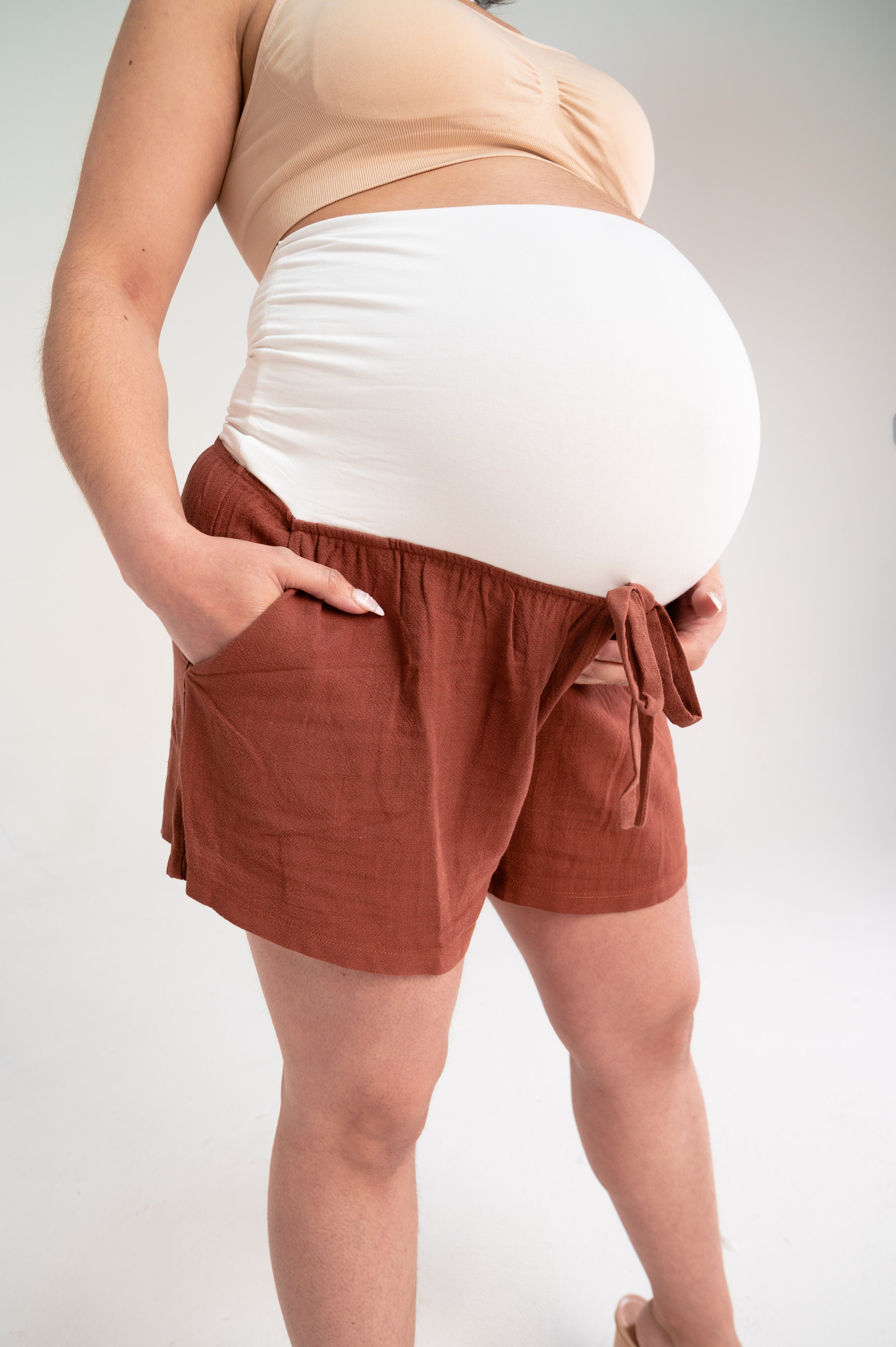 Tessa Linen Maternity Shorts