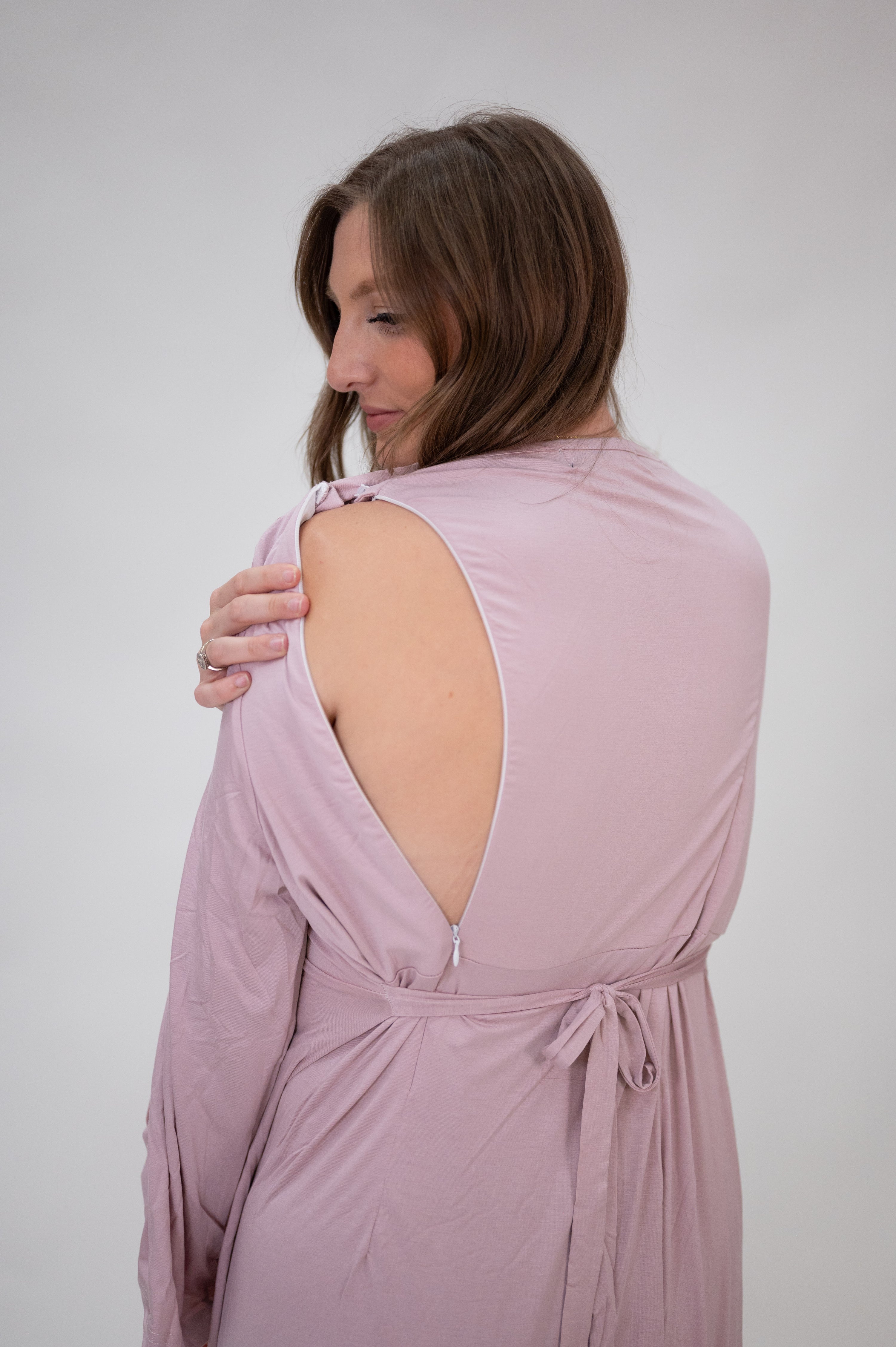 Nadia Labor & Postpartum Gown in Mauve
