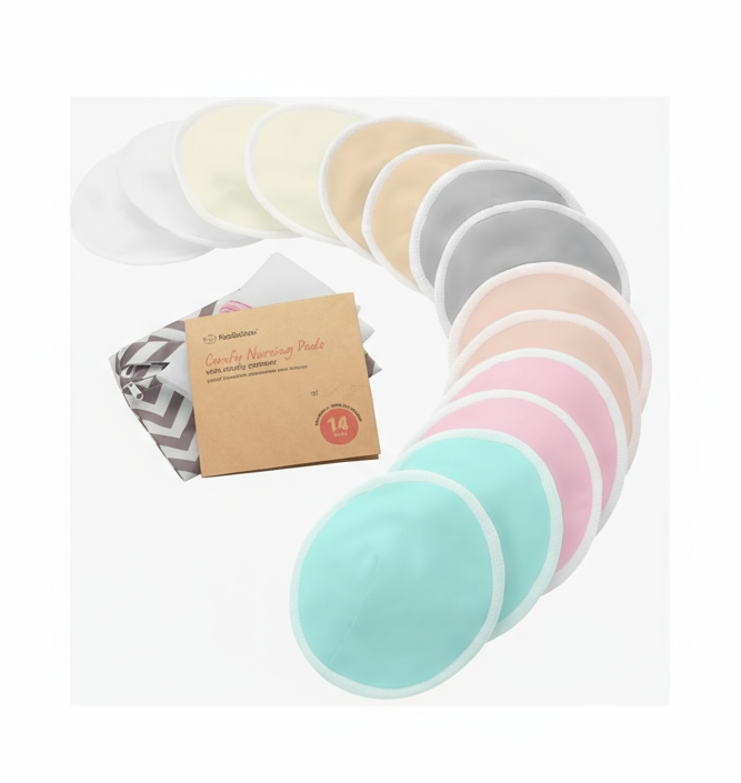 KeaBabies Comfy Organic Nursing Pads (Pastel, Medium 3.9")
