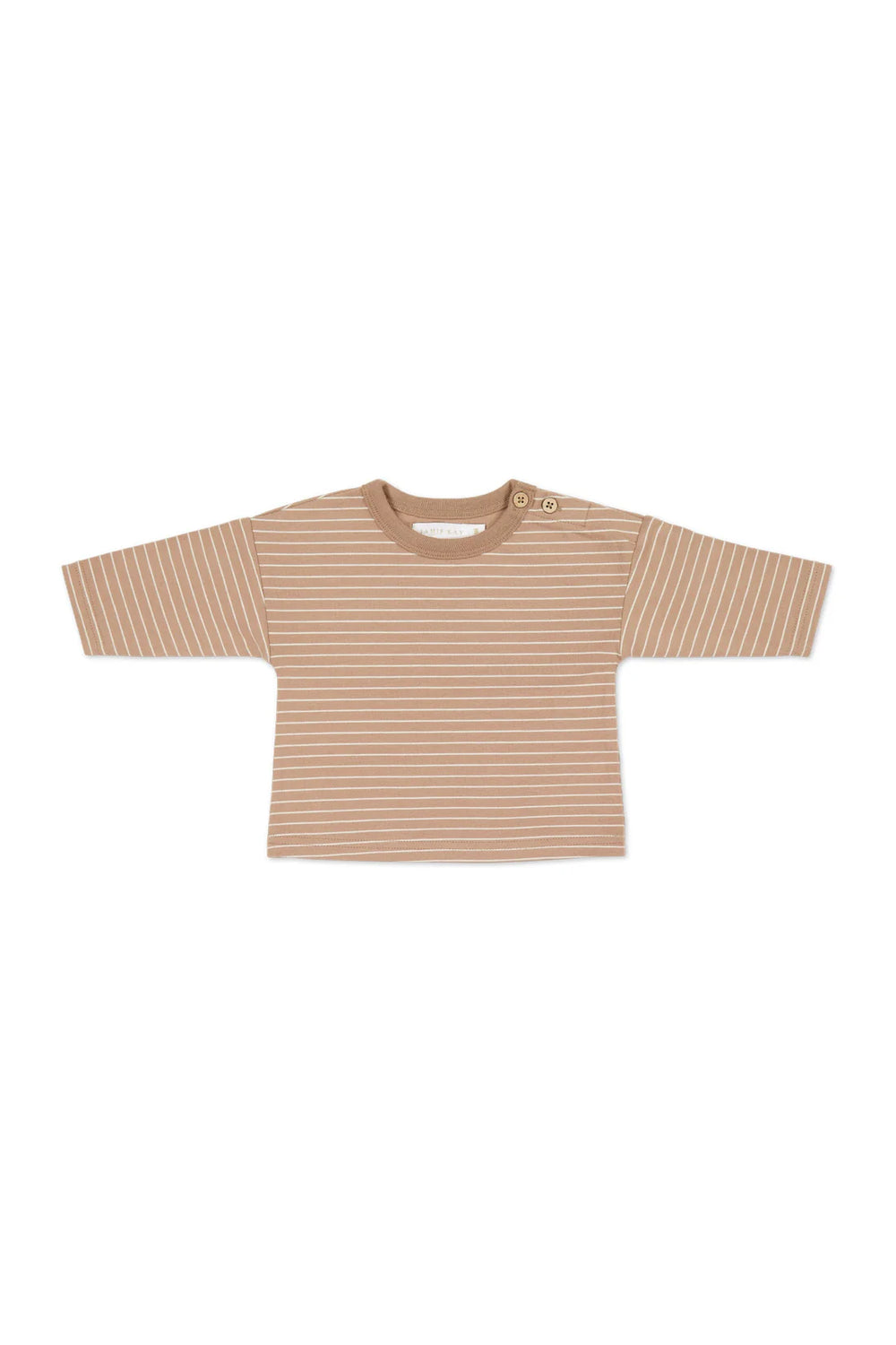 Organic Cotton Levi Long Sleeve Top - Daisy Stripe Pale Terracotta