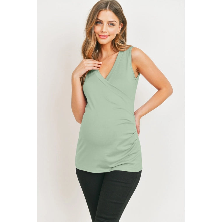 Ruched Wrap Maternity Nursing Jersey Tank Top