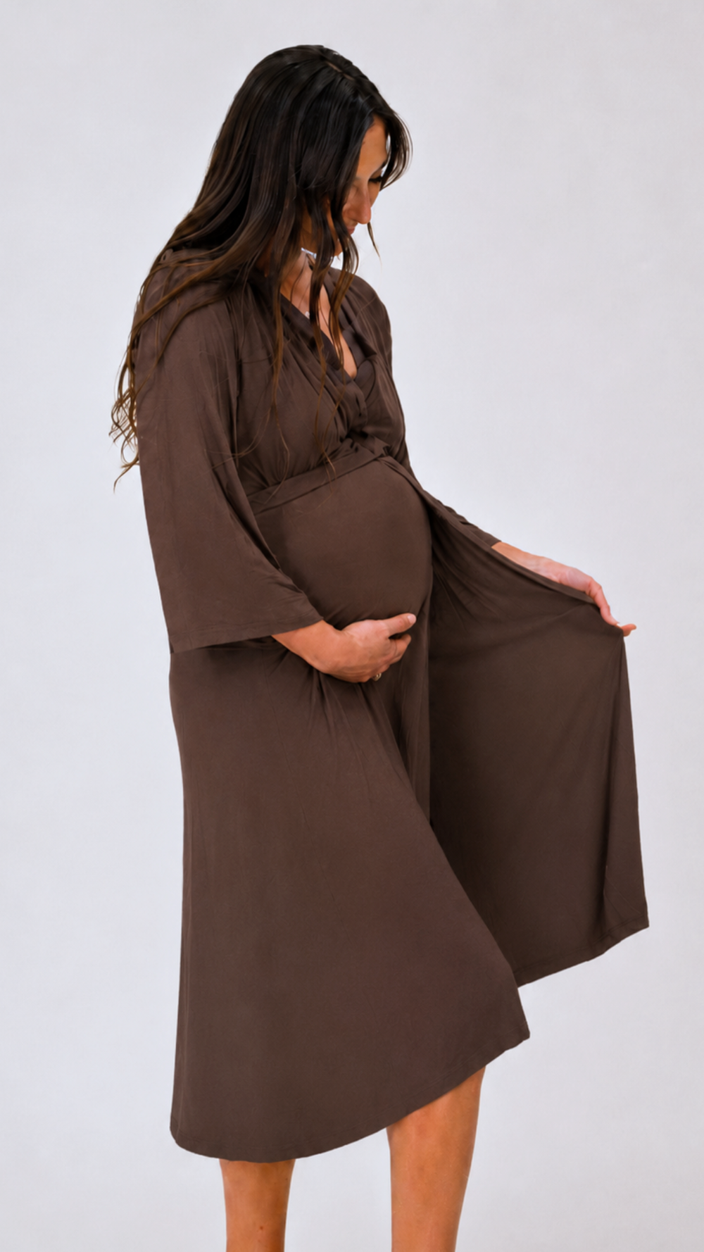 Amelia Labor & Postpartum Gown in Mocha
