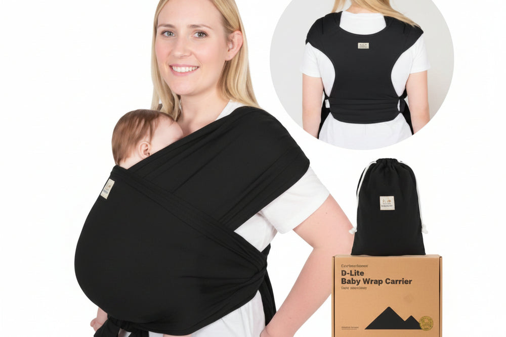 KeaBabies D-Lite Baby Wrap Carrier (Trendy Black)