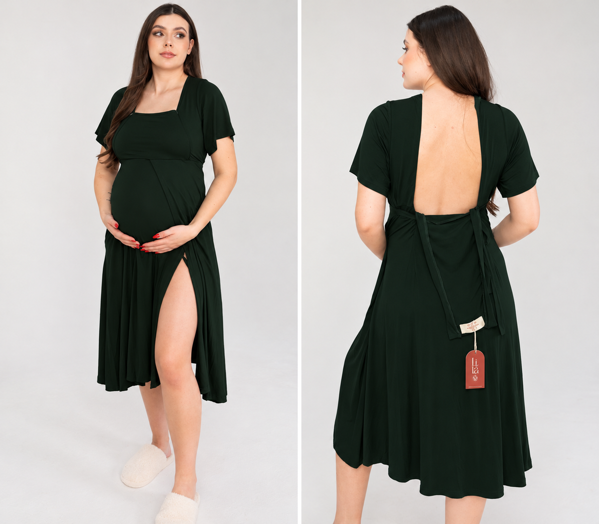 Cassidy Labor & Postpartum Gown Forest Green (Bamboo)