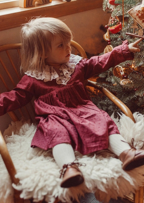 Harper | Swiss Dot Cotton Lace Dress | Merlot Lila Harper | Swiss Dot Cotton Lace Dress | Merlot Lila