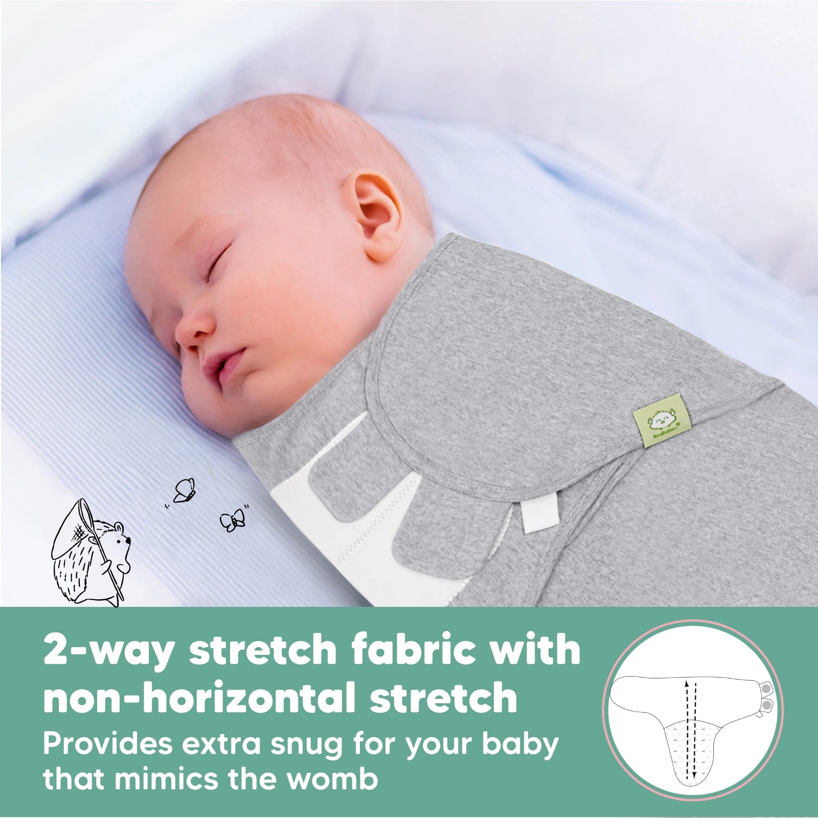 KeaBabies Soothe Swaddle Wrap Cloud