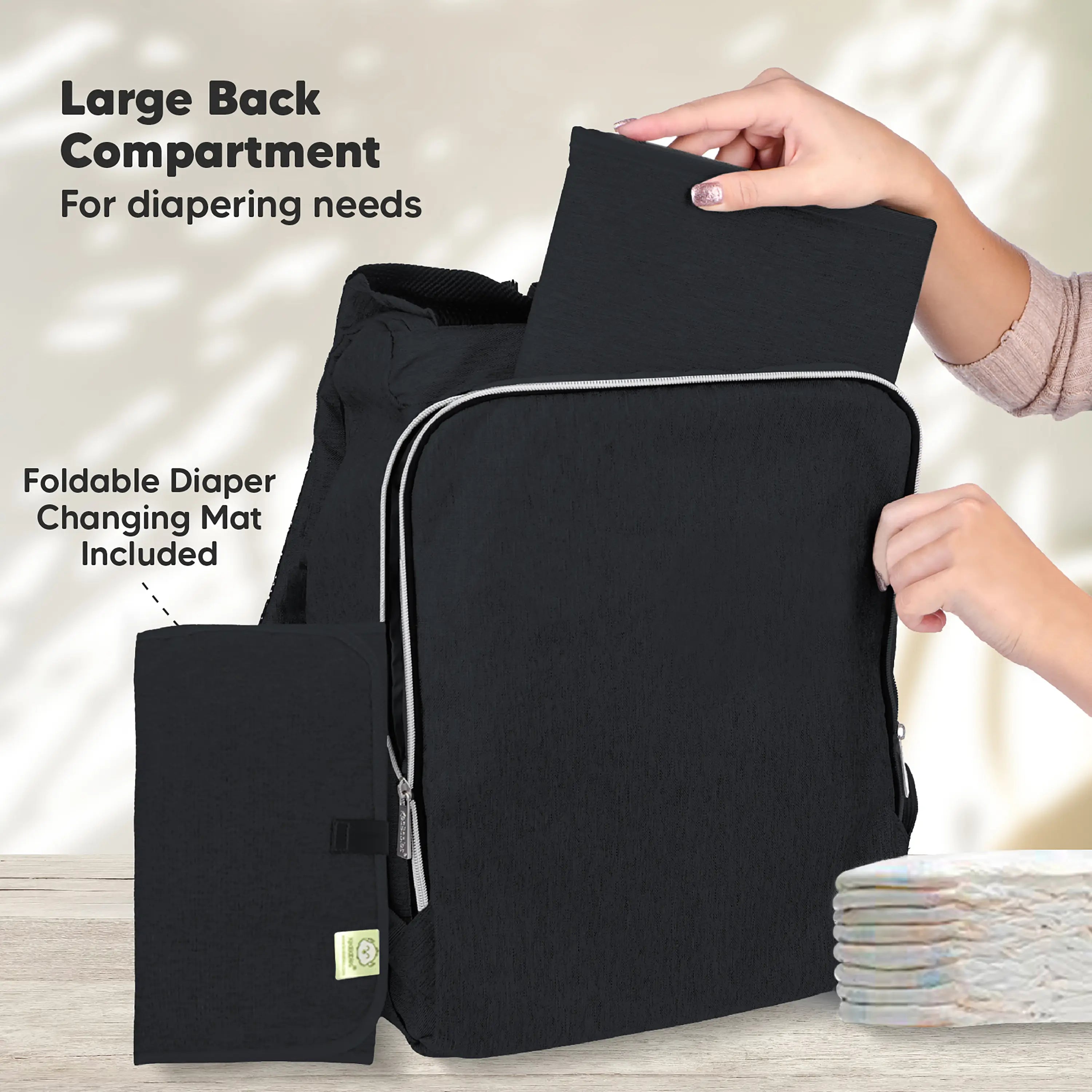 KeaBabies Explorer Diaper Bag Backpack Black
