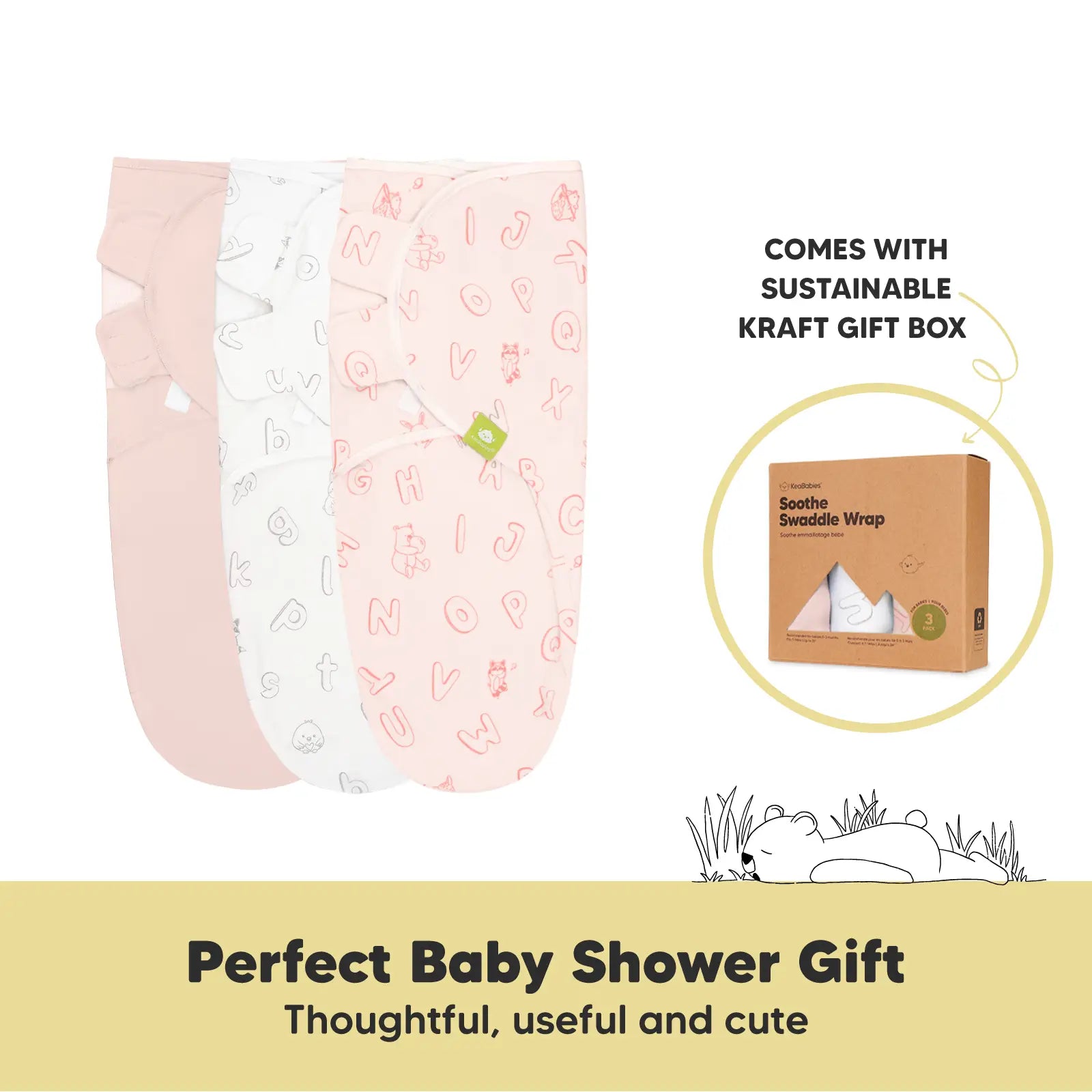 KeaBabies Soothe Swaddle Wrap Land Rose