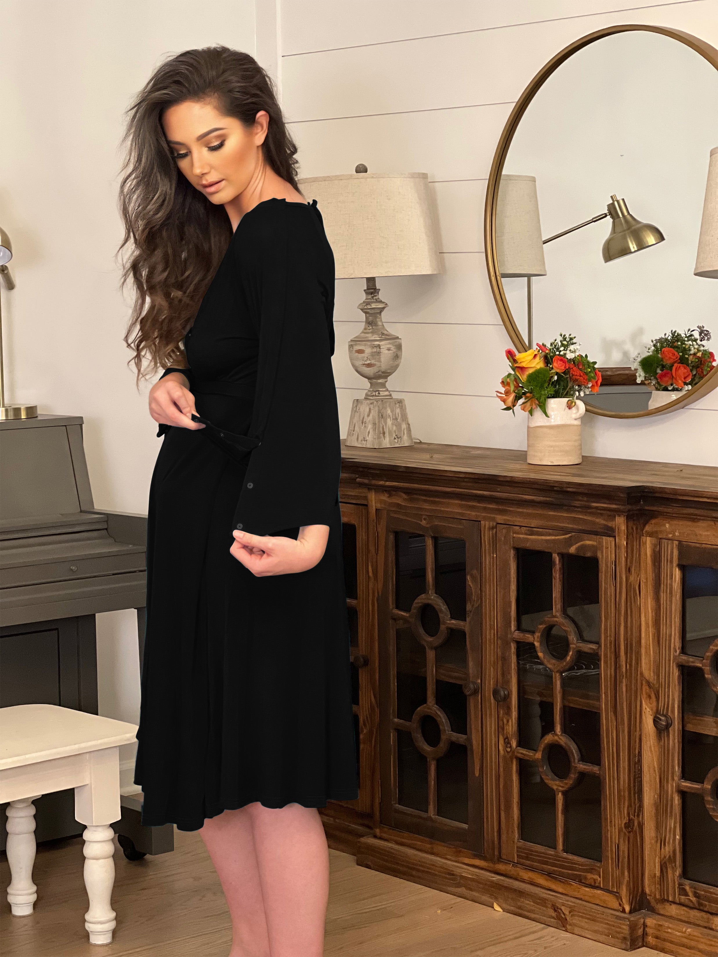 postpartum black tie dress Our Favorite Wedding Guest Dresses For Postpartum Moms
