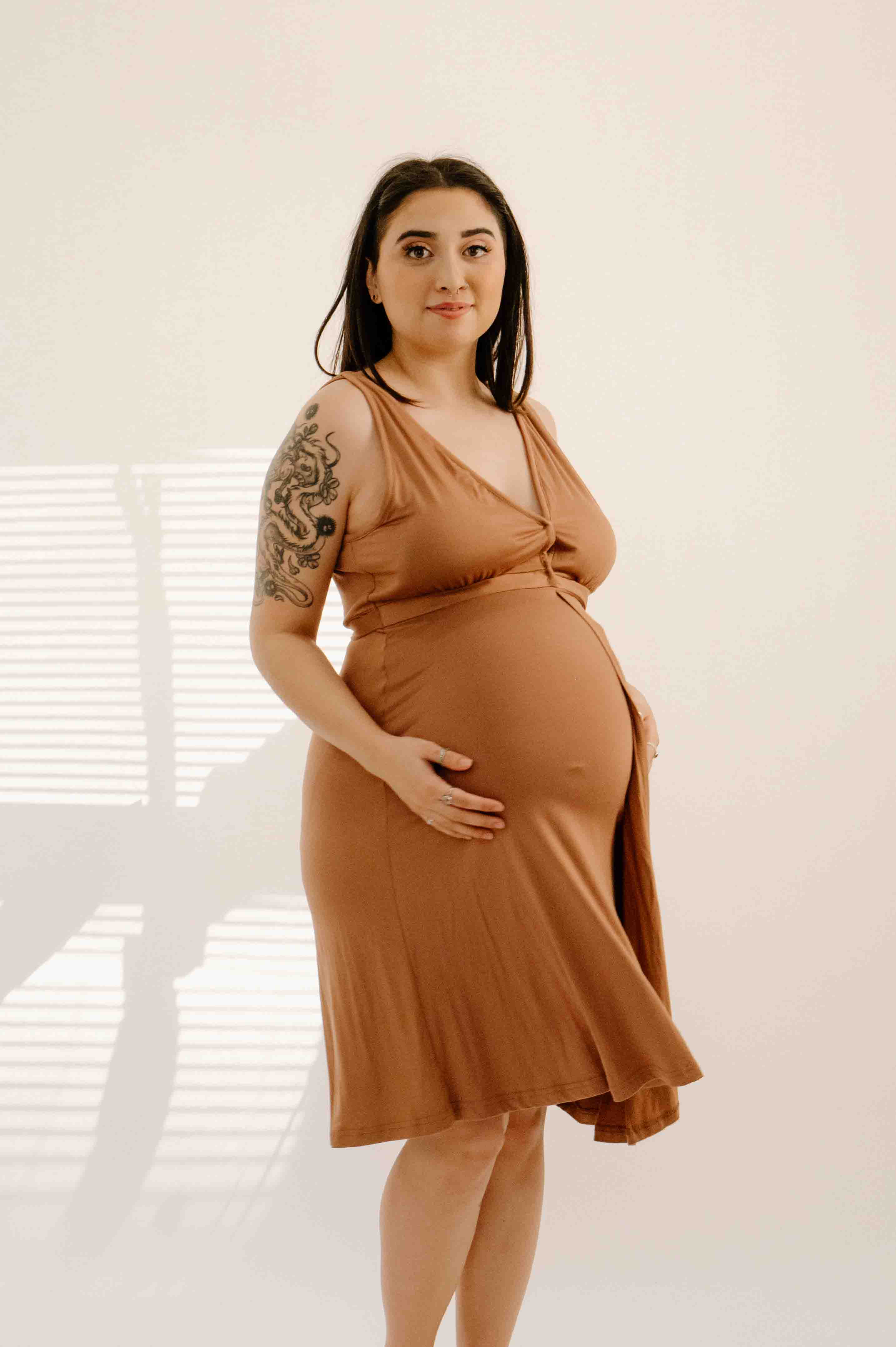 Juliet Labor & Postpartum Gown Caramel All Sales are Final